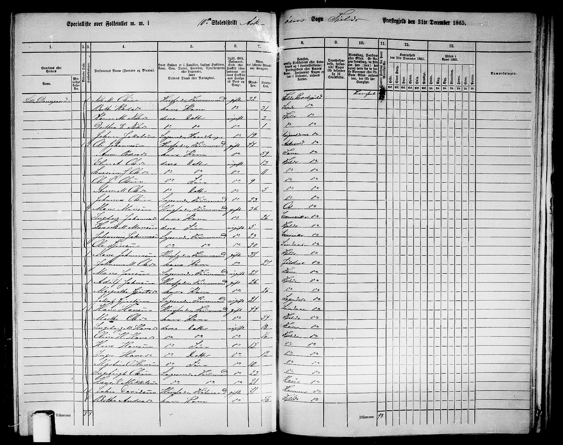 RA, 1865 census for Fjell, 1865, p. 234