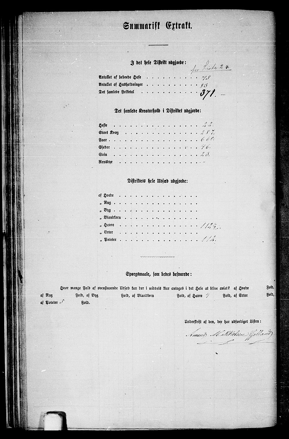 RA, 1865 census for Tysnes, 1865, p. 43