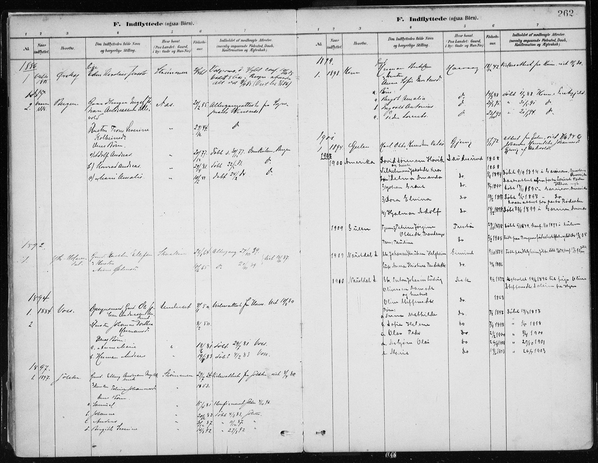 Askvoll sokneprestembete, AV/SAB-A-79501/H/Haa/Haab/L0002: Parish register (official) no. B 2, 1879-1909, p. 262