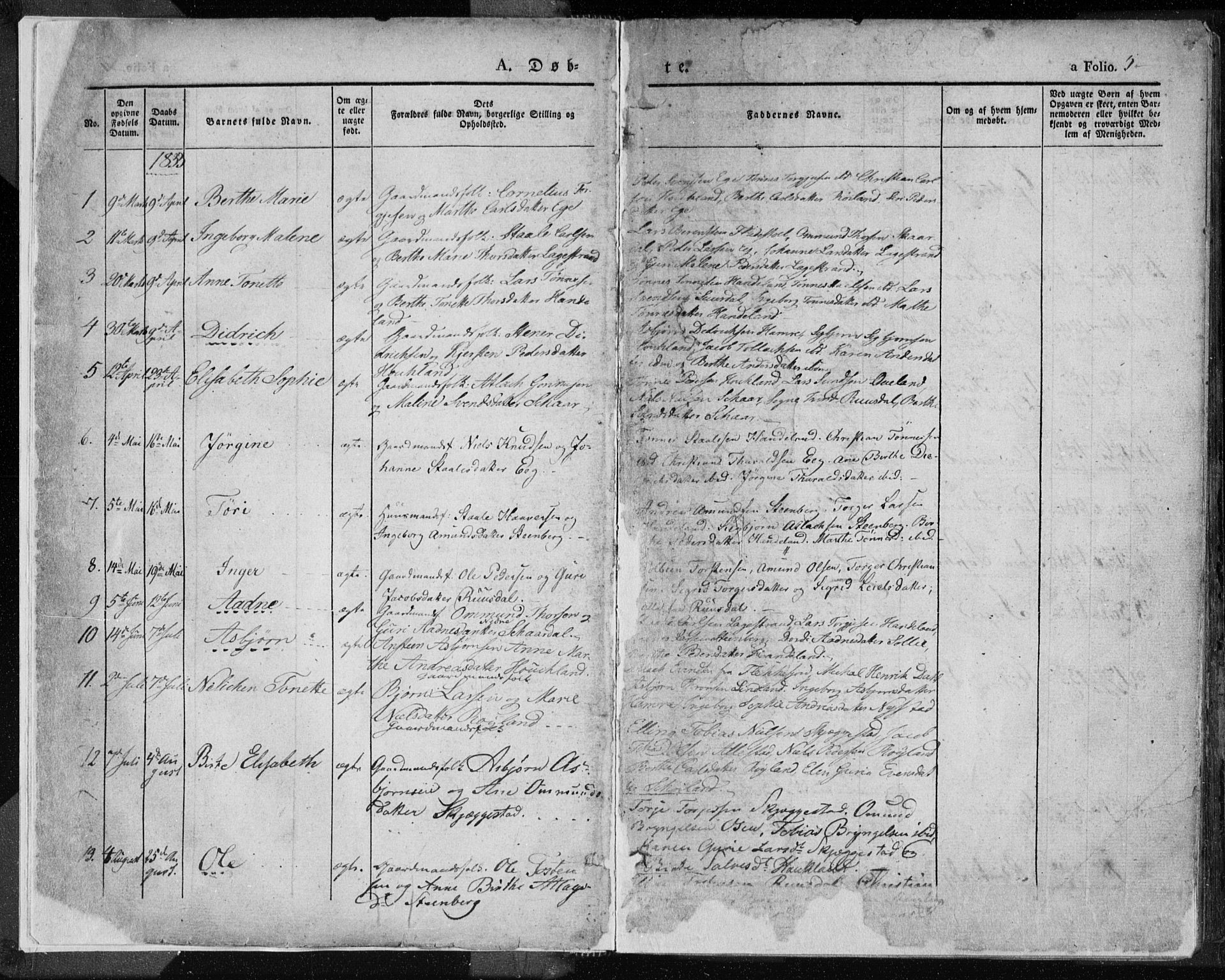 Lund sokneprestkontor, SAST/A-101809/S06/L0007: Parish register (official) no. A 7.1, 1833-1854, p. 5