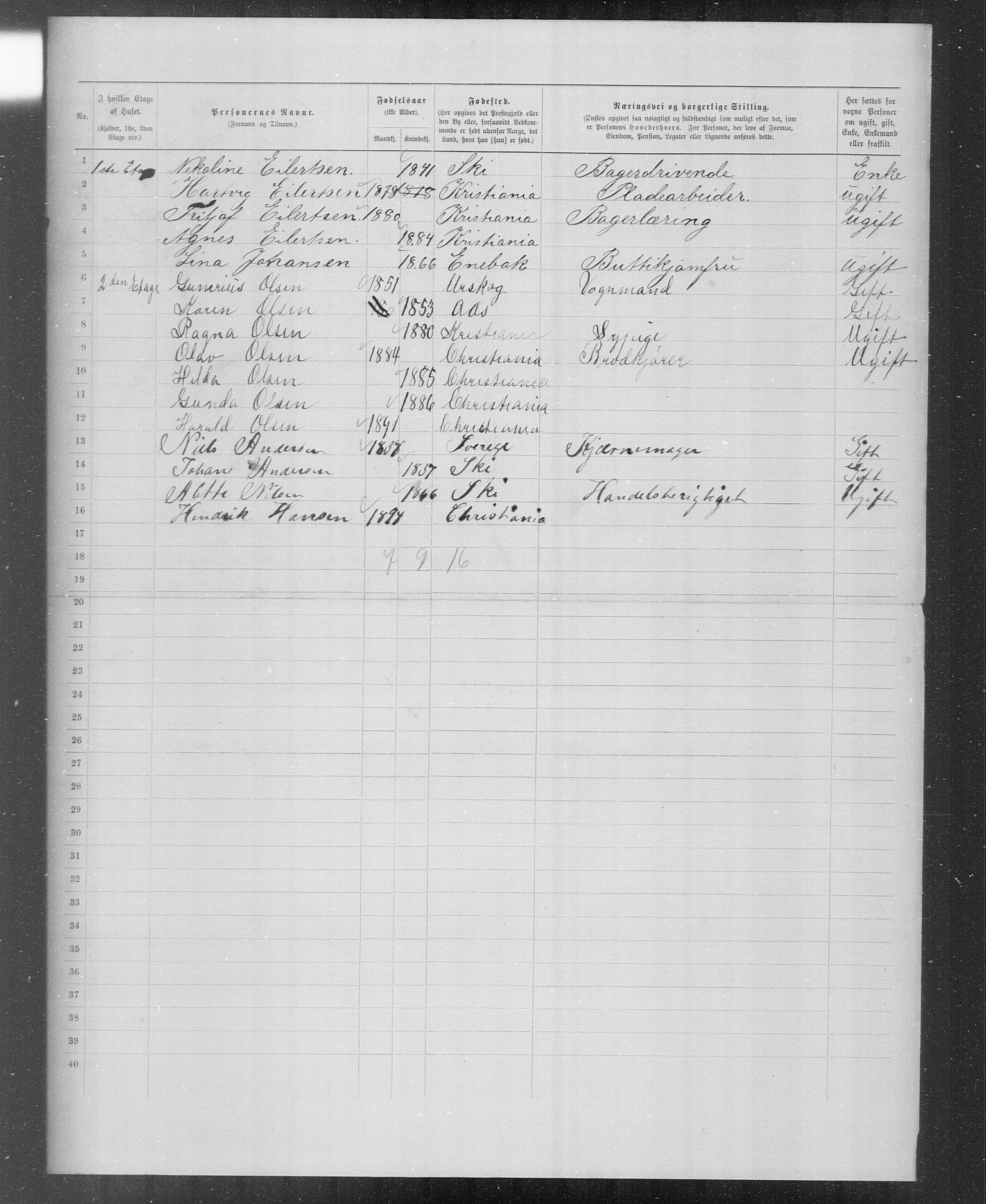 OBA, Municipal Census 1899 for Kristiania, 1899, p. 5734