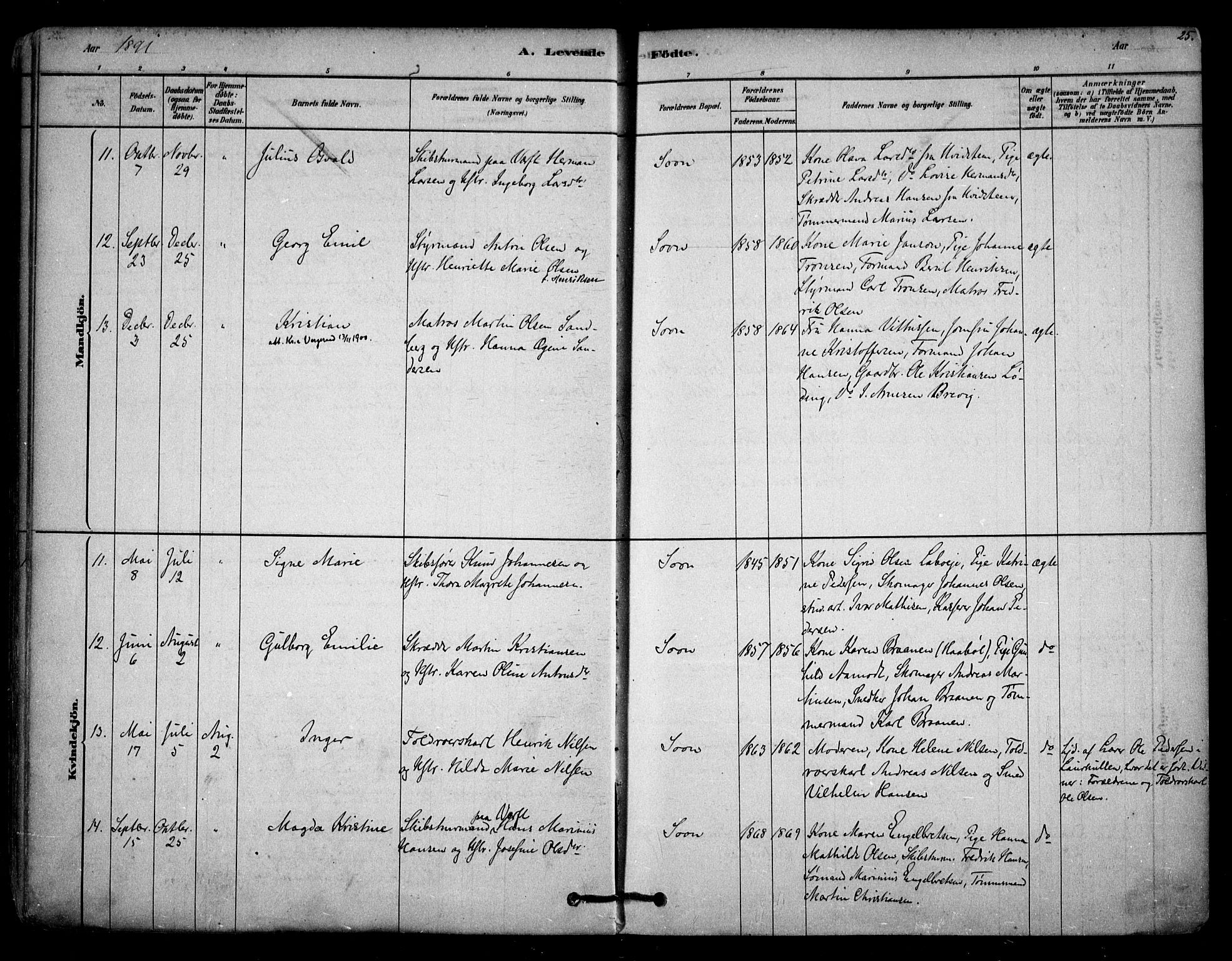 Vestby prestekontor Kirkebøker, SAO/A-10893/F/Fc/L0001: Parish register (official) no. III 1, 1878-1906, p. 25