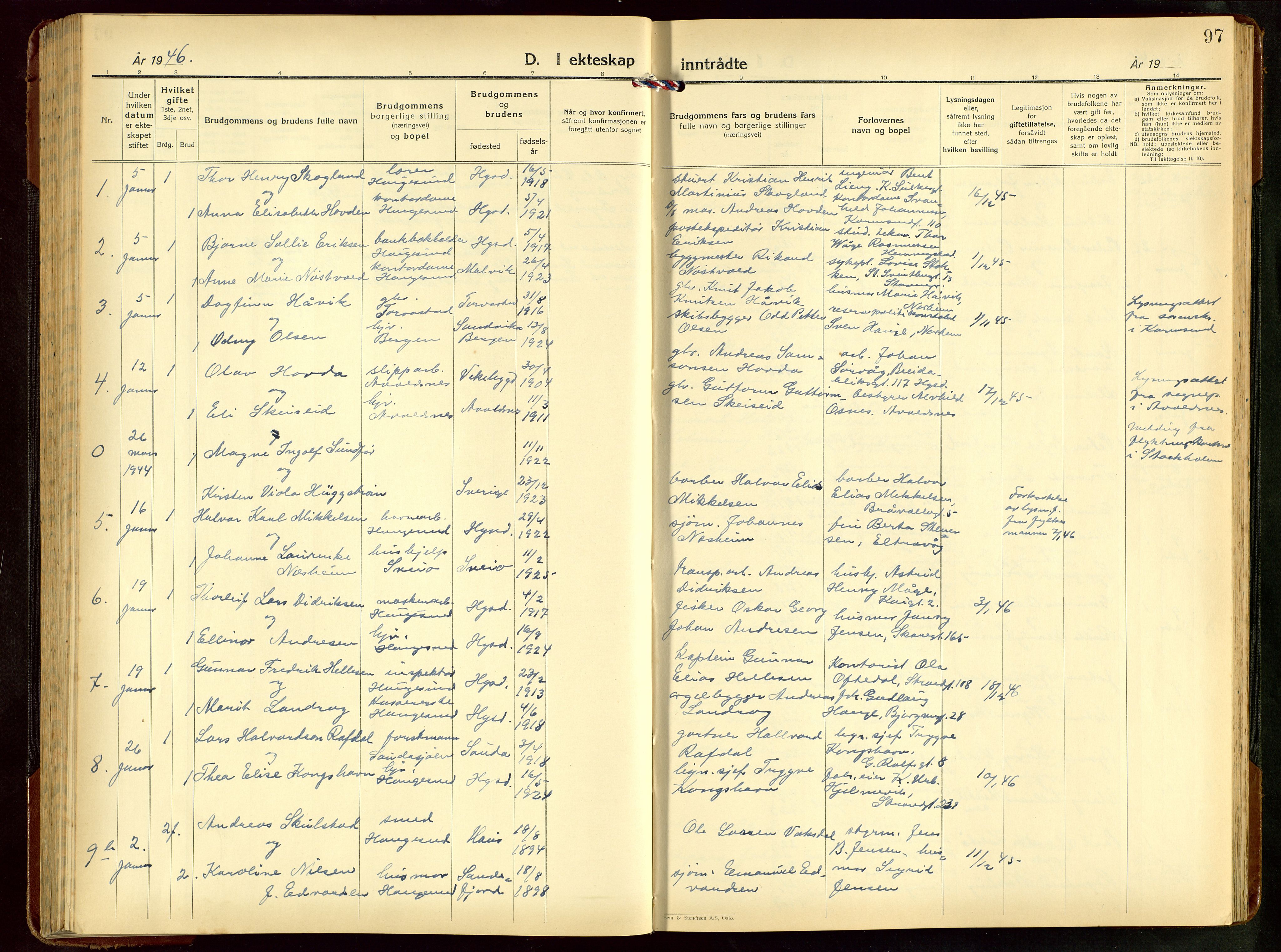 Haugesund sokneprestkontor, AV/SAST-A -101863/H/Ha/Hab/L0014: Parish register (copy) no. B 14, 1940-1952, p. 97