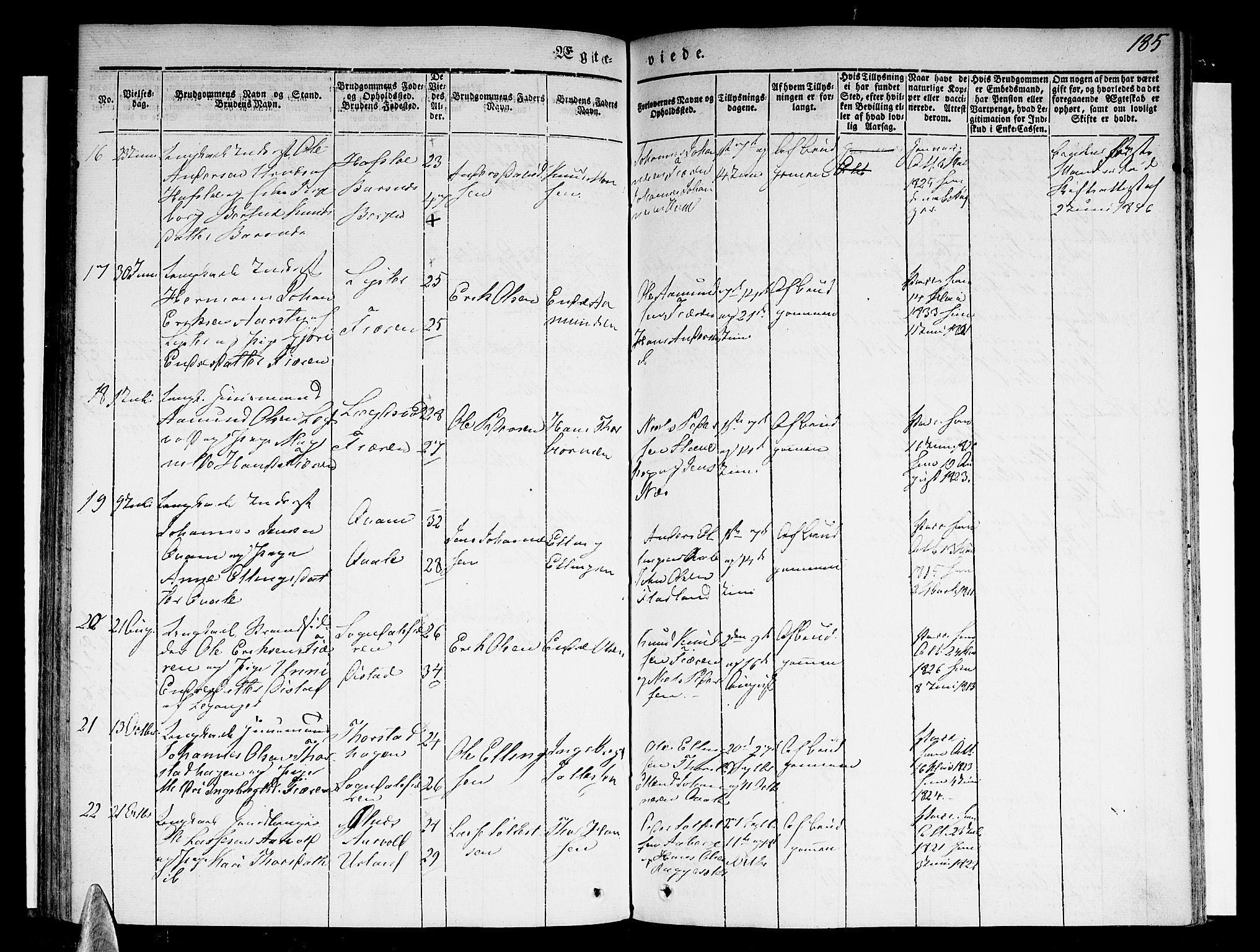 Sogndal sokneprestembete, SAB/A-81301/H/Haa/Haaa/L0011: Parish register (official) no. A 11, 1839-1847, p. 185