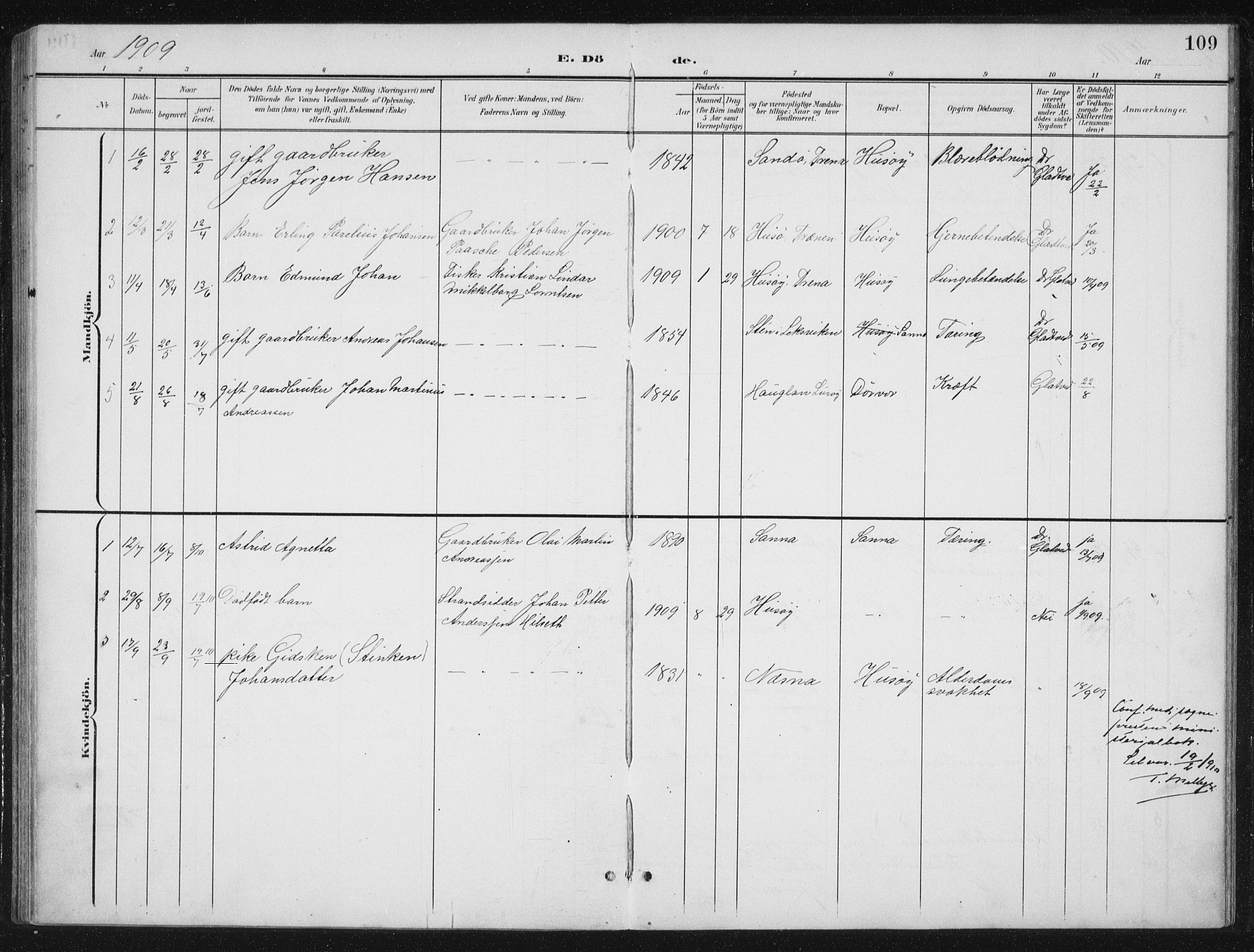 Ministerialprotokoller, klokkerbøker og fødselsregistre - Nordland, SAT/A-1459/840/L0583: Parish register (copy) no. 840C03, 1901-1933, p. 109