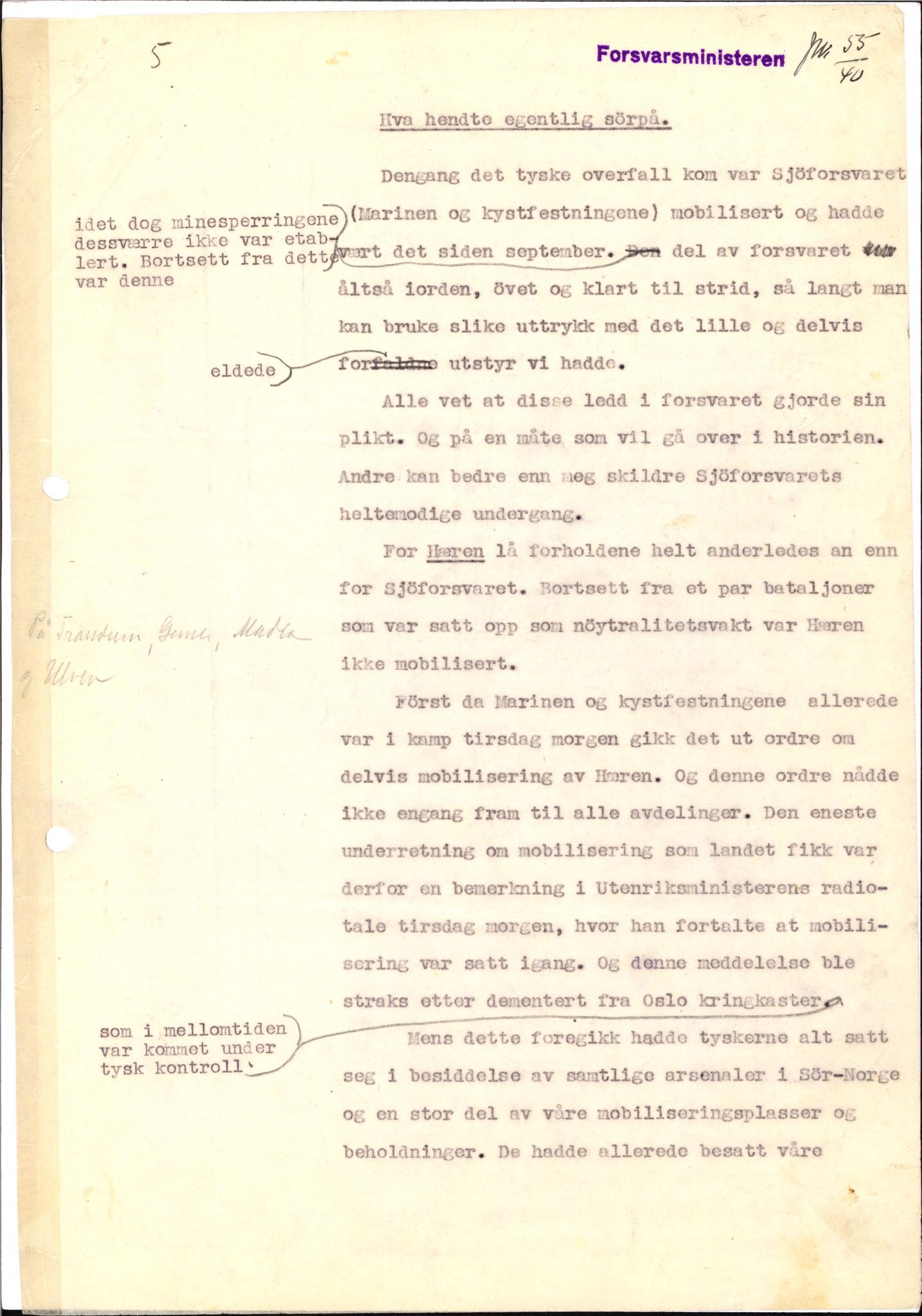 Forsvaret, Forsvarets krigshistoriske avdeling, AV/RA-RAFA-2017/Y/Yf/L0198: II-C-11-2100  -  Kapitulasjonen i 1940, 1940, p. 14