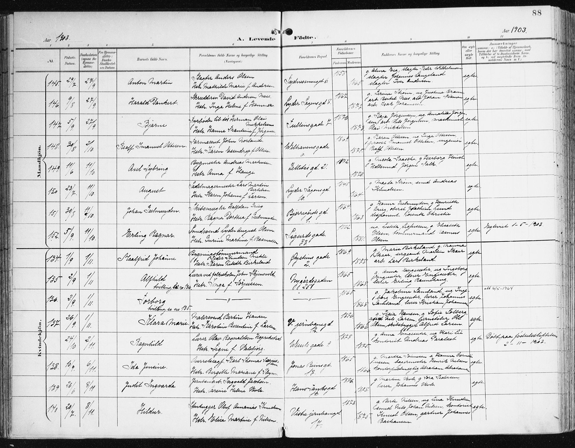 Johanneskirken sokneprestembete, AV/SAB-A-76001/H/Haa/L0002: Parish register (official) no. A 2, 1900-1912, p. 88