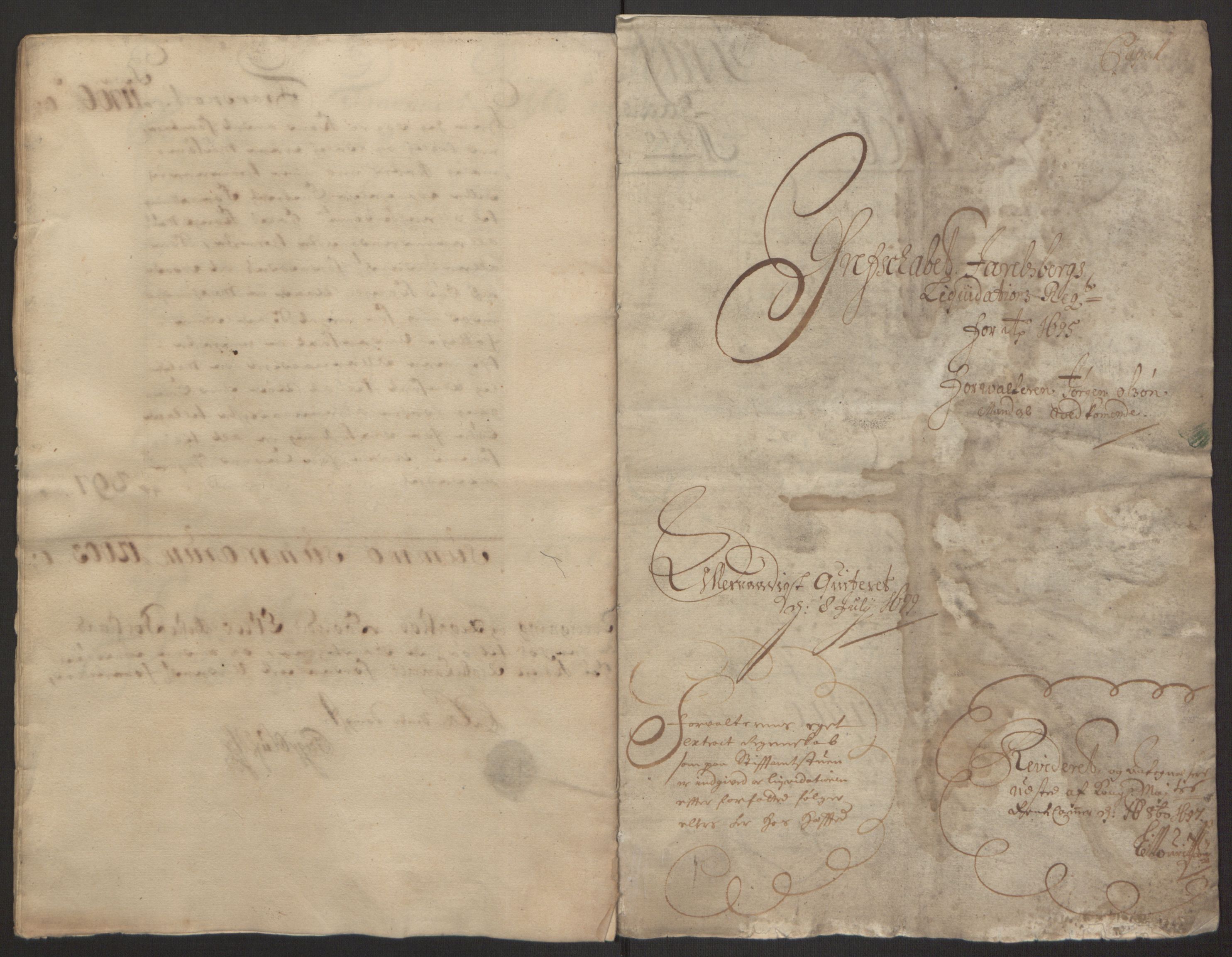 Rentekammeret inntil 1814, Reviderte regnskaper, Fogderegnskap, AV/RA-EA-4092/R32/L1867: Fogderegnskap Jarlsberg grevskap, 1694-1696, p. 139