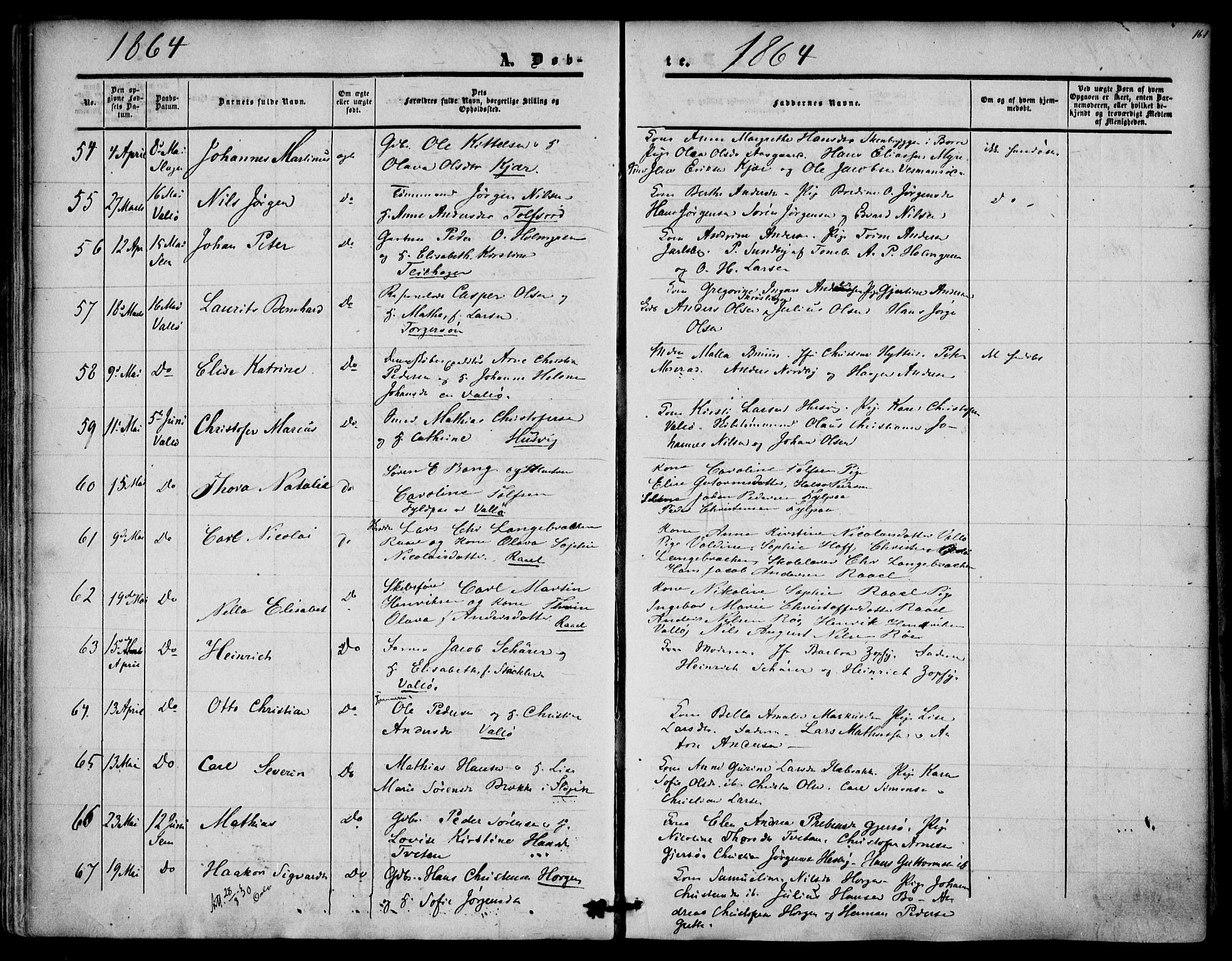 Sem kirkebøker, SAKO/A-5/F/Fa/L0007: Parish register (official) no. I 7, 1856-1865, p. 161