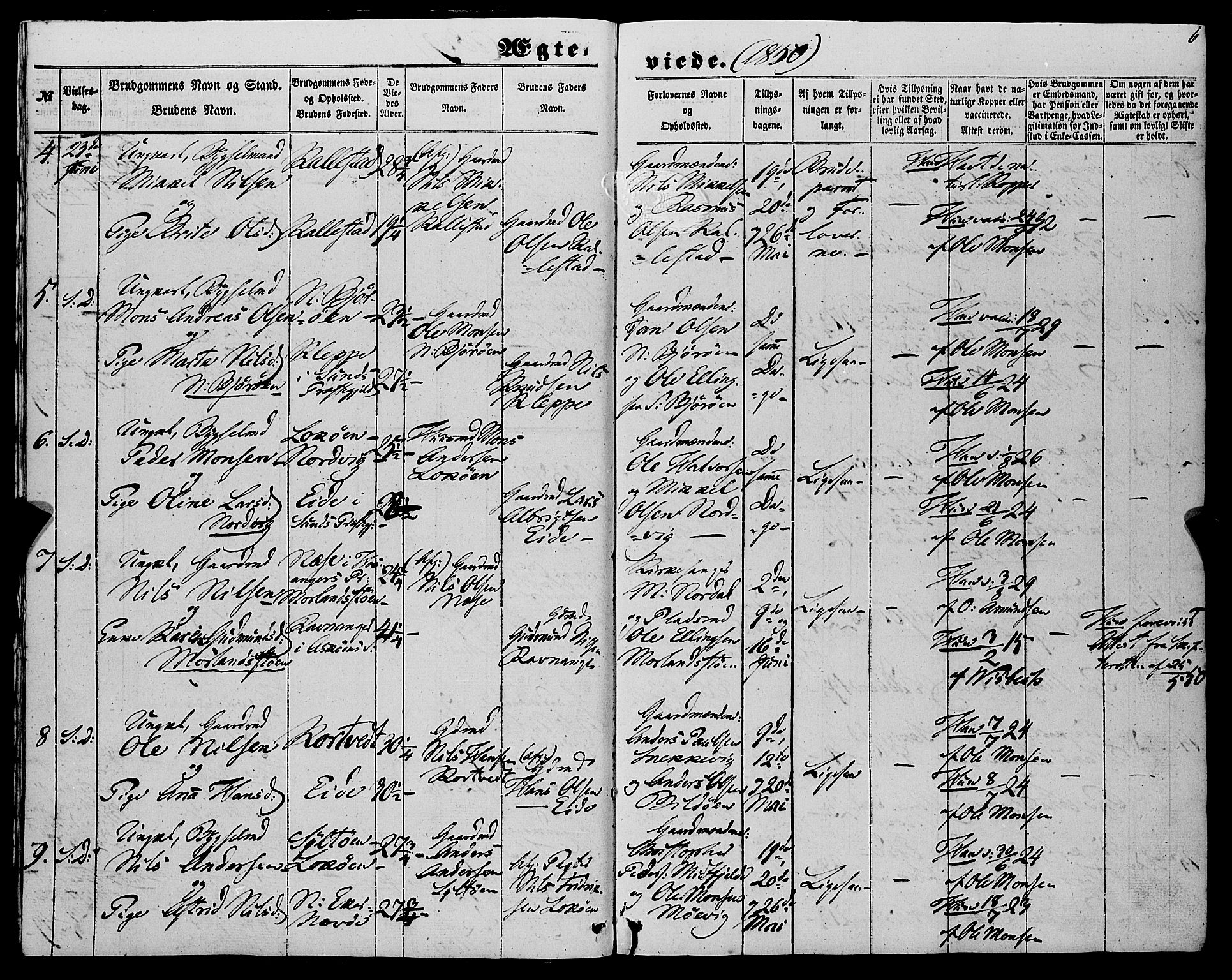 Fjell sokneprestembete, SAB/A-75301/H/Haa: Parish register (official) no. A 6, 1849-1877, p. 6