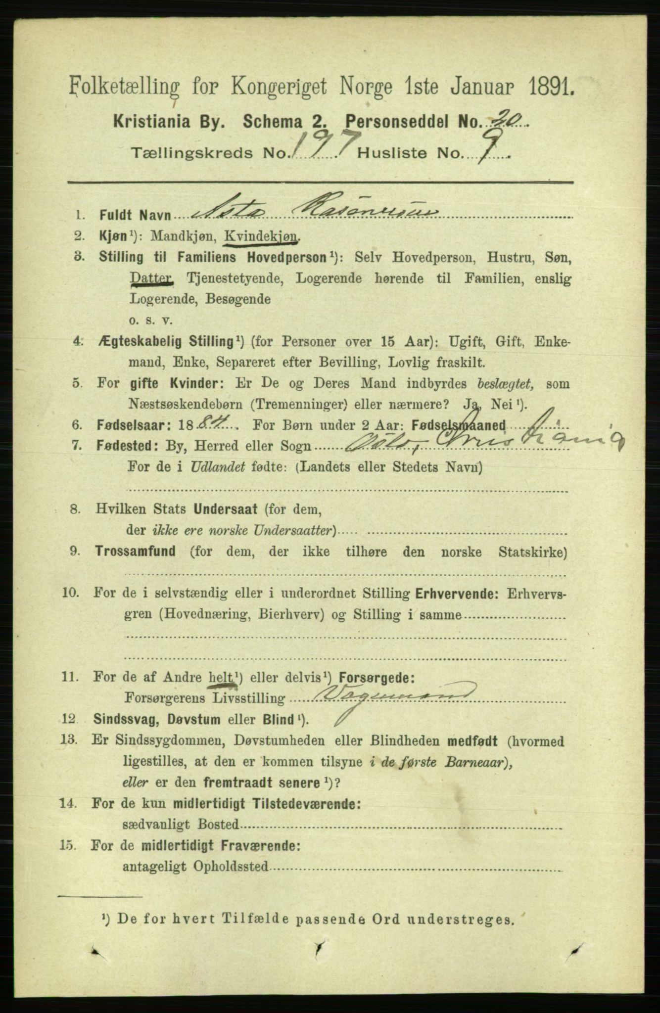 RA, 1891 census for 0301 Kristiania, 1891, p. 119008