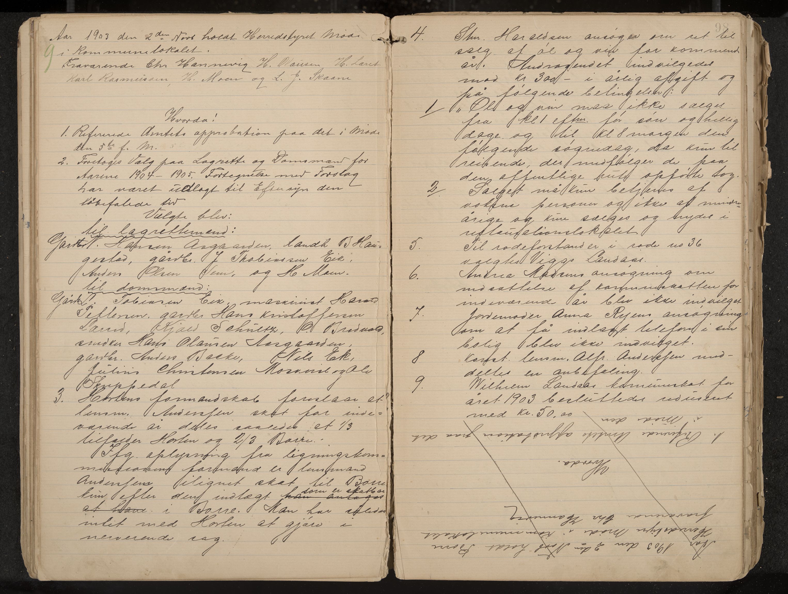 Borre formannskap og sentraladministrasjon, IKAK/0717021/A/L0003: Møtebok, 1896-1916, p. 98
