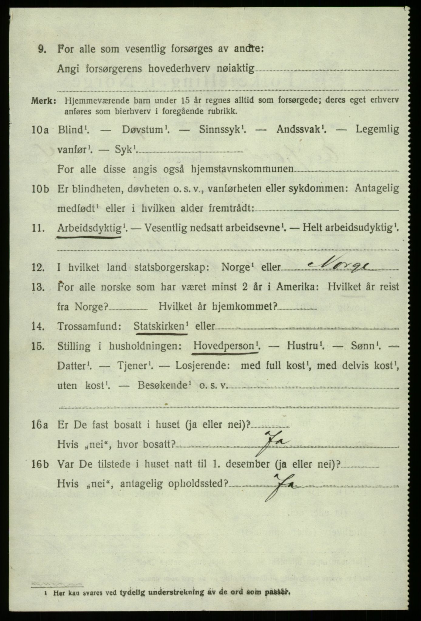 SAB, 1920 census for Eidfjord, 1920, p. 1339