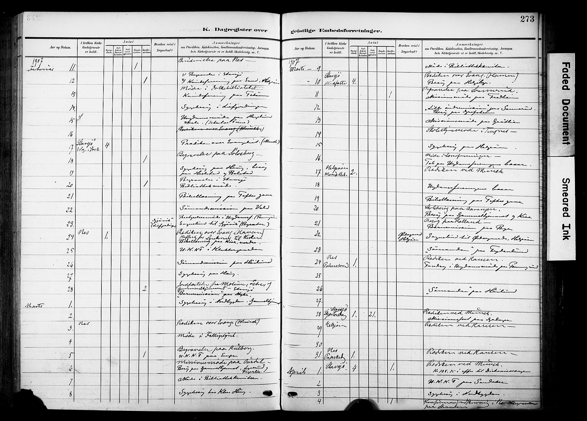 Nes prestekontor, Hedmark, AV/SAH-PREST-020/K/Ka/L0014: Parish register (official) no. 14, 1906-1929, p. 273