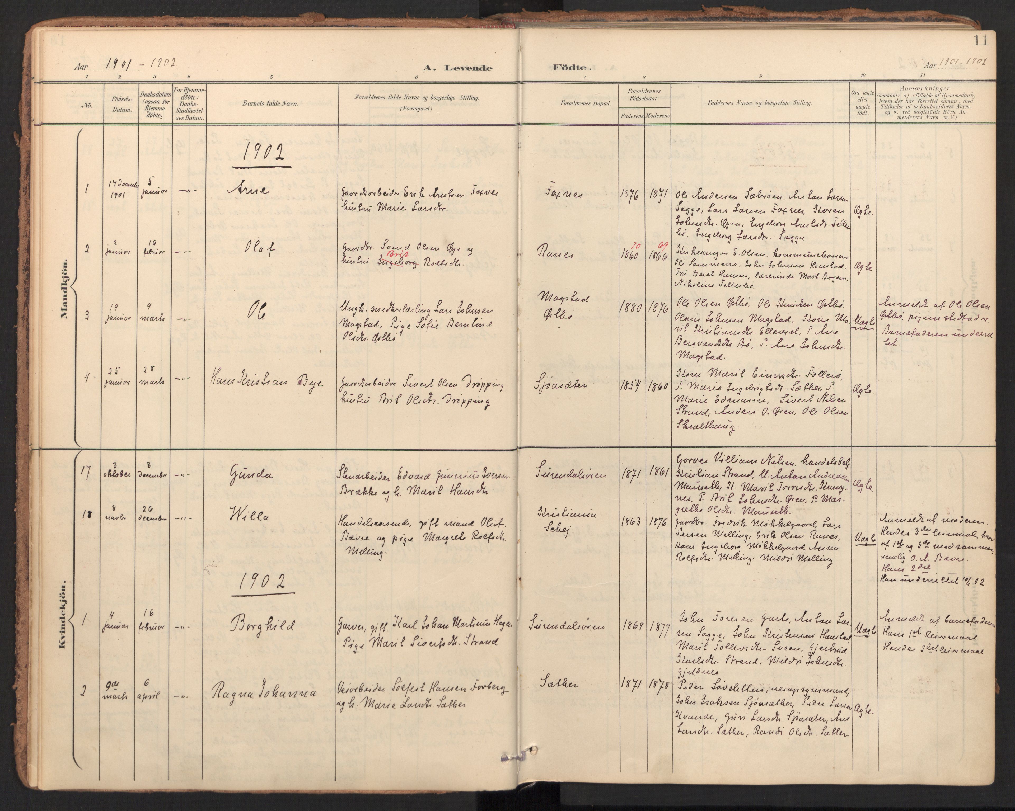 Ministerialprotokoller, klokkerbøker og fødselsregistre - Møre og Romsdal, AV/SAT-A-1454/596/L1057: Parish register (official) no. 596A02, 1900-1917, p. 11