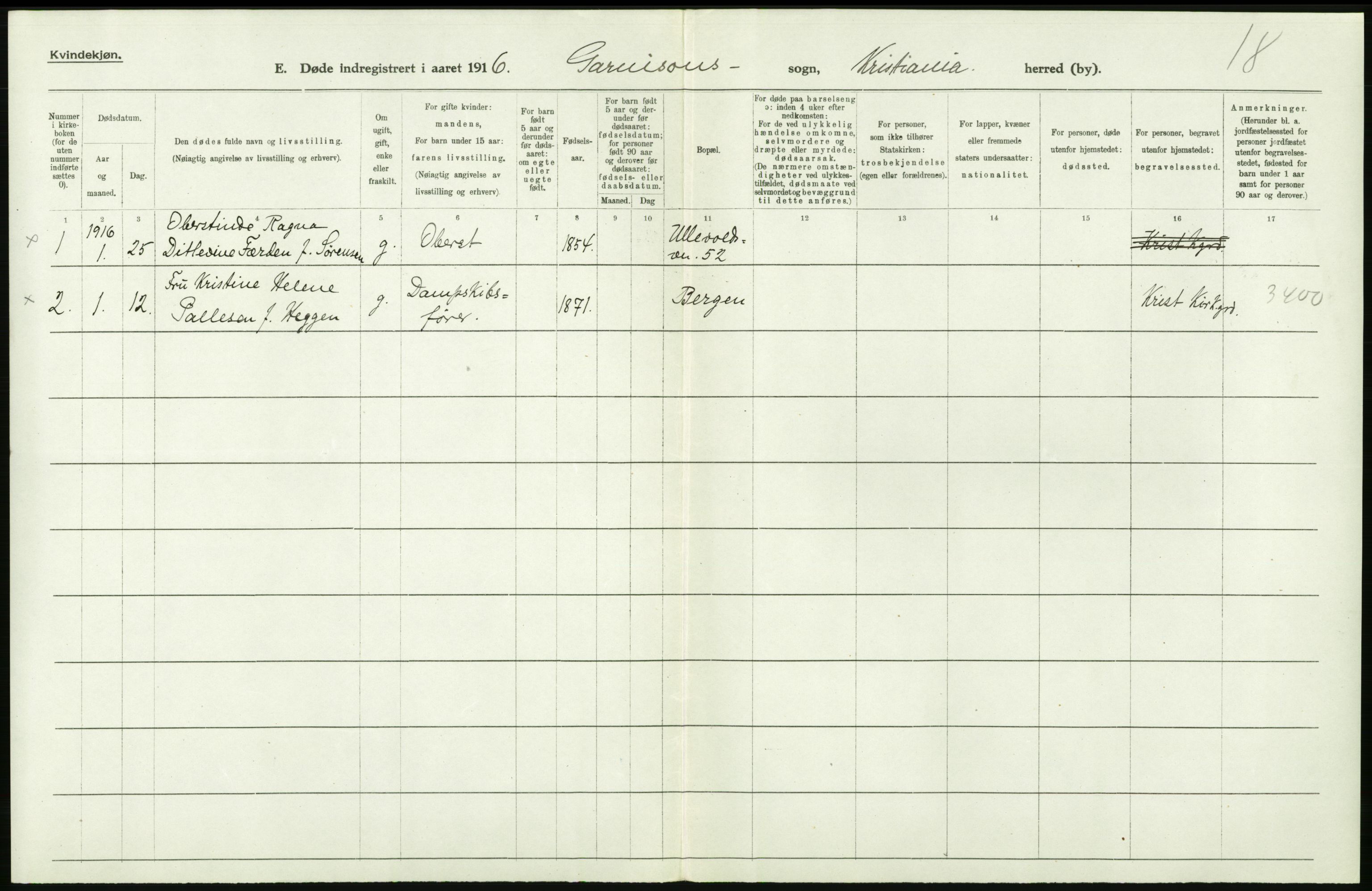 Statistisk sentralbyrå, Sosiodemografiske emner, Befolkning, AV/RA-S-2228/D/Df/Dfb/Dfbf/L0009: Kristiania: Døde., 1916, p. 534