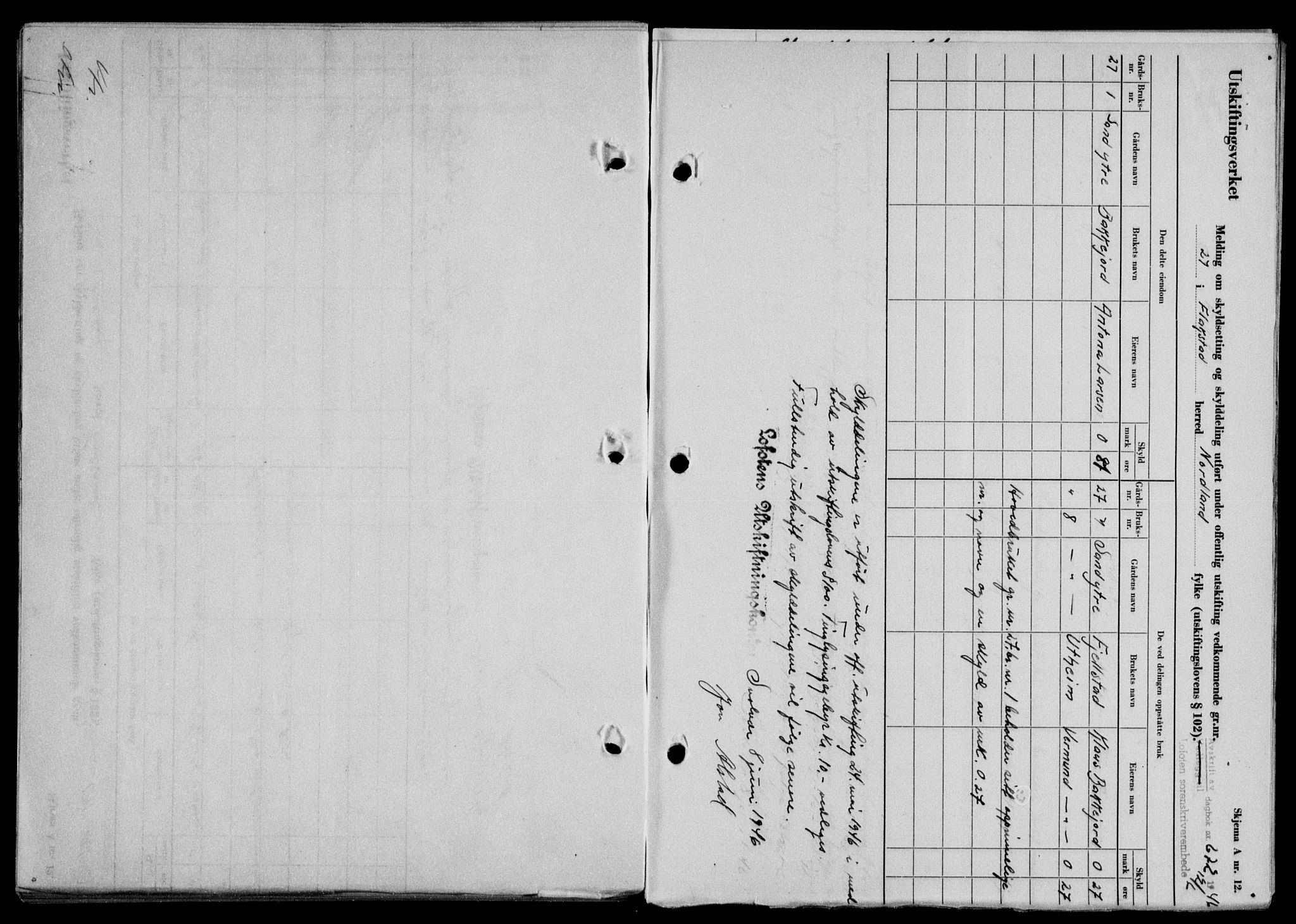 Lofoten sorenskriveri, SAT/A-0017/1/2/2C/L0014a: Mortgage book no. 14a, 1946-1946, Diary no: : 672/1946