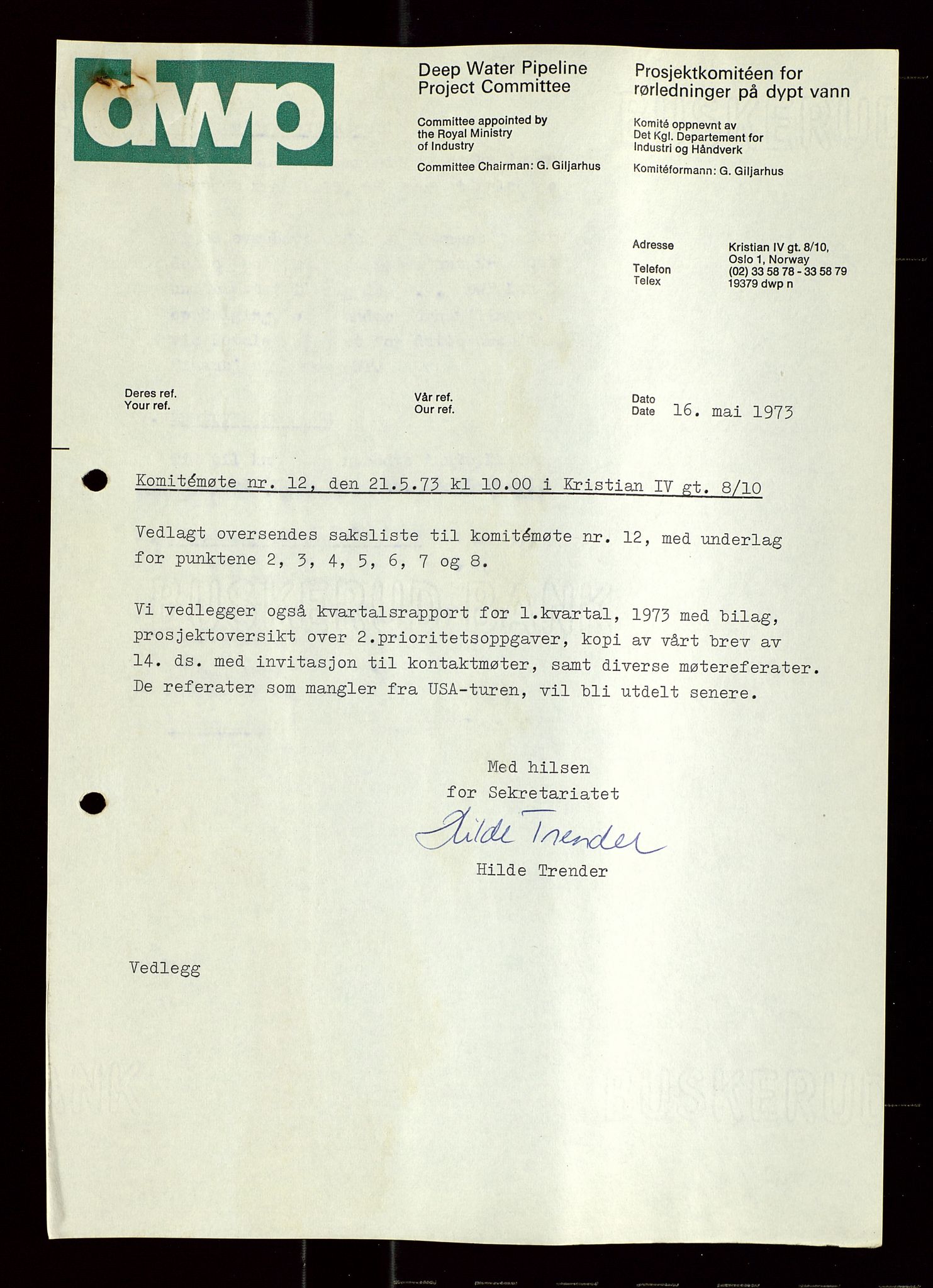 Industridepartementet, Oljekontoret, AV/SAST-A-101348/Di/L0004: DWP, møter, komite`møter, 761 forskning/teknologi, 1972-1975, p. 116