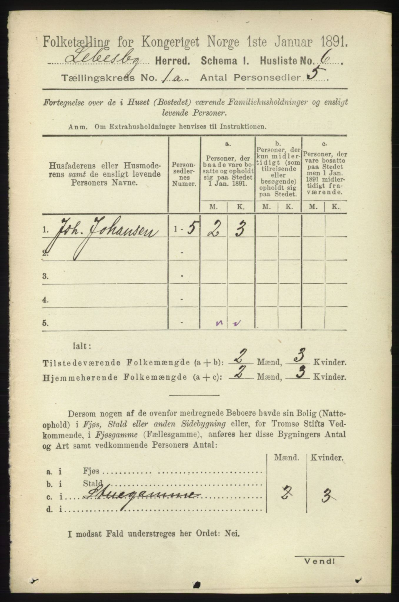 RA, 1891 census for 2022 Lebesby, 1891, p. 27