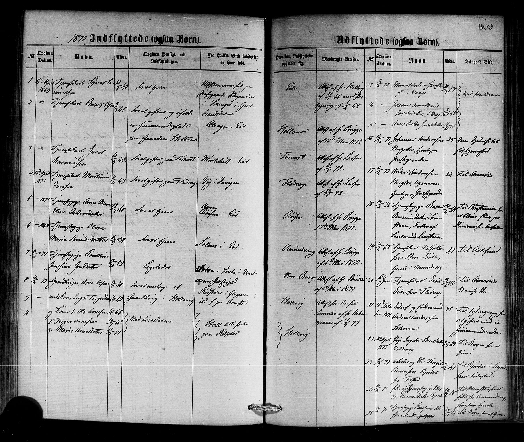 Selje sokneprestembete, SAB/A-99938/H/Ha/Haa/Haaa: Parish register (official) no. A 12, 1870-1880, p. 309