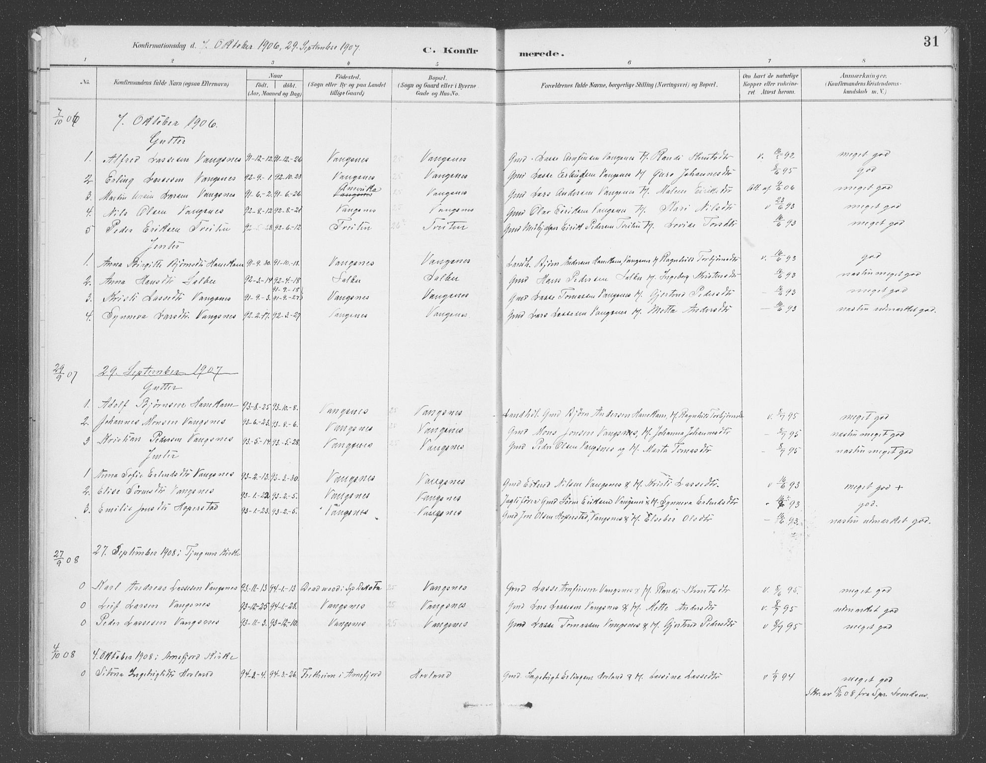 Balestrand sokneprestembete, SAB/A-79601/H/Haa/Haae/L0001: Parish register (official) no. E  1, 1889-1909, p. 31