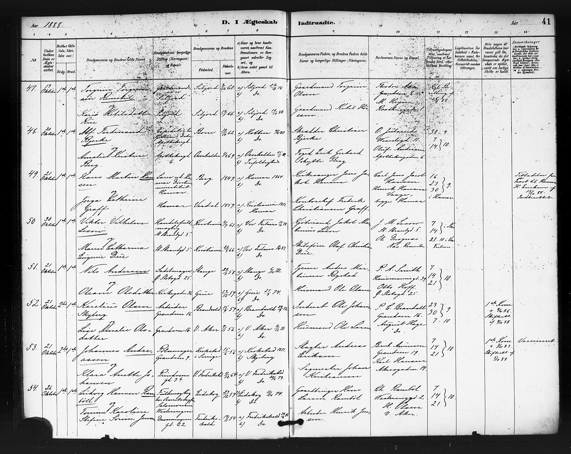 Oslo domkirke Kirkebøker, AV/SAO-A-10752/F/Fa/L0032: Parish register (official) no. 32, 1885-1902, p. 41