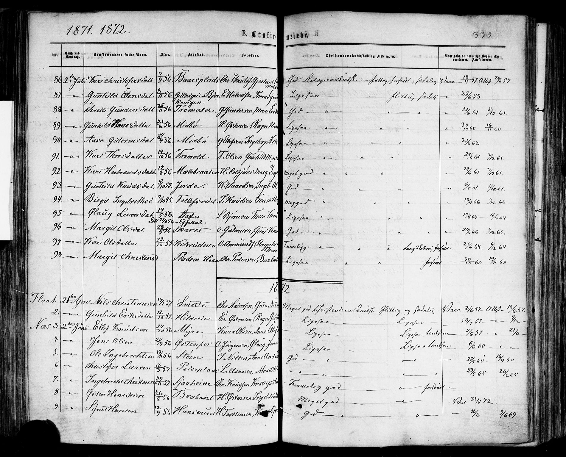 Nes kirkebøker, AV/SAKO-A-236/F/Fa/L0010: Parish register (official) no. 10, 1864-1880, p. 339