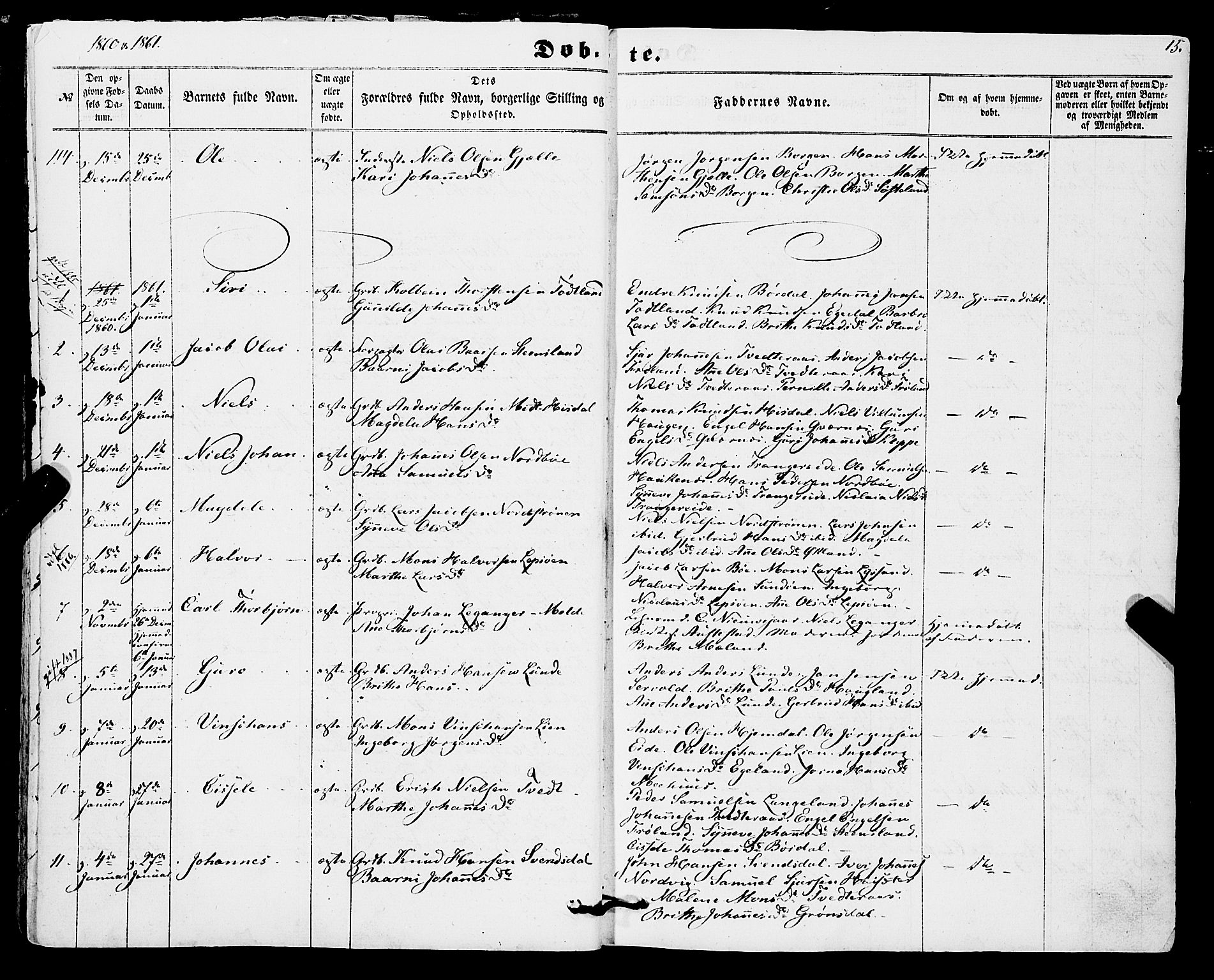 Os sokneprestembete, AV/SAB-A-99929: Parish register (official) no. A 17, 1860-1873, p. 15