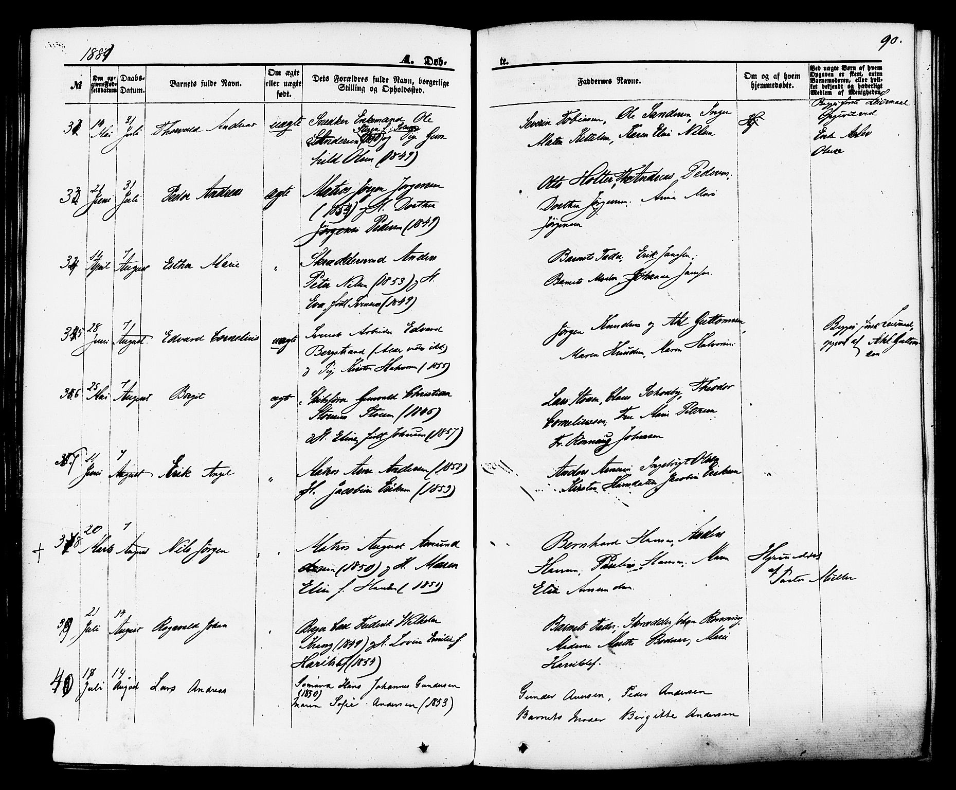 Brevik kirkebøker, AV/SAKO-A-255/F/Fa/L0006: Parish register (official) no. 6, 1866-1881, p. 90