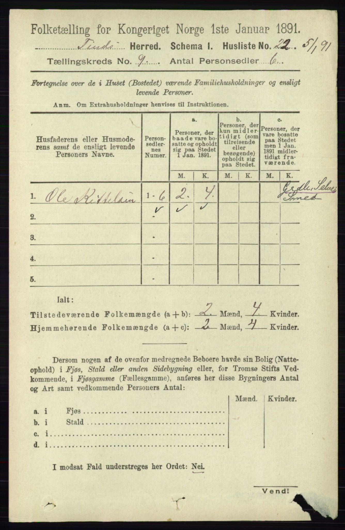 RA, 1891 census for 0826 Tinn, 1891, p. 1817
