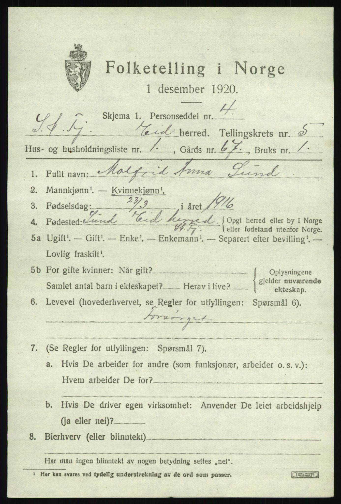 SAB, 1920 census for Eid, 1920, p. 2418