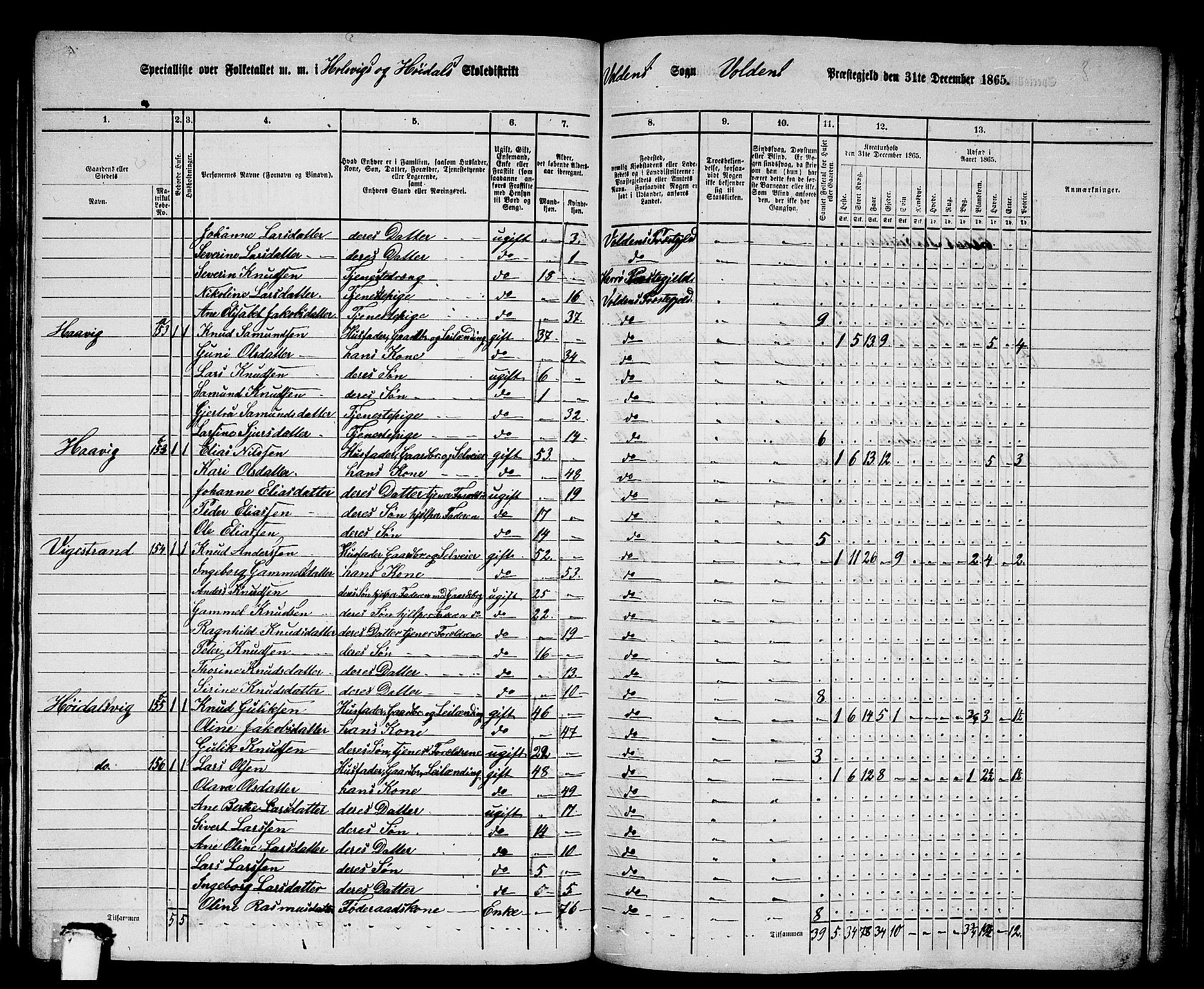 RA, 1865 census for Volda, 1865, p. 103