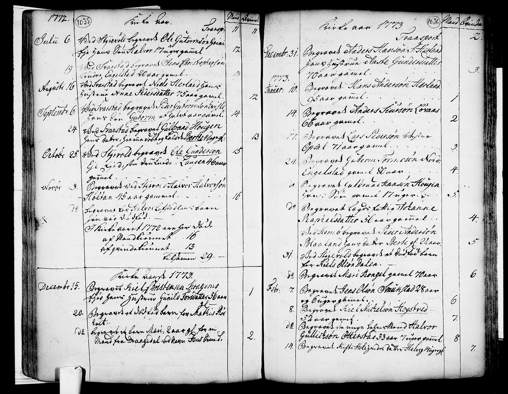 Lardal kirkebøker, SAKO/A-350/F/Fa/L0003: Parish register (official) no. I 3, 1733-1815, p. 1035-1036
