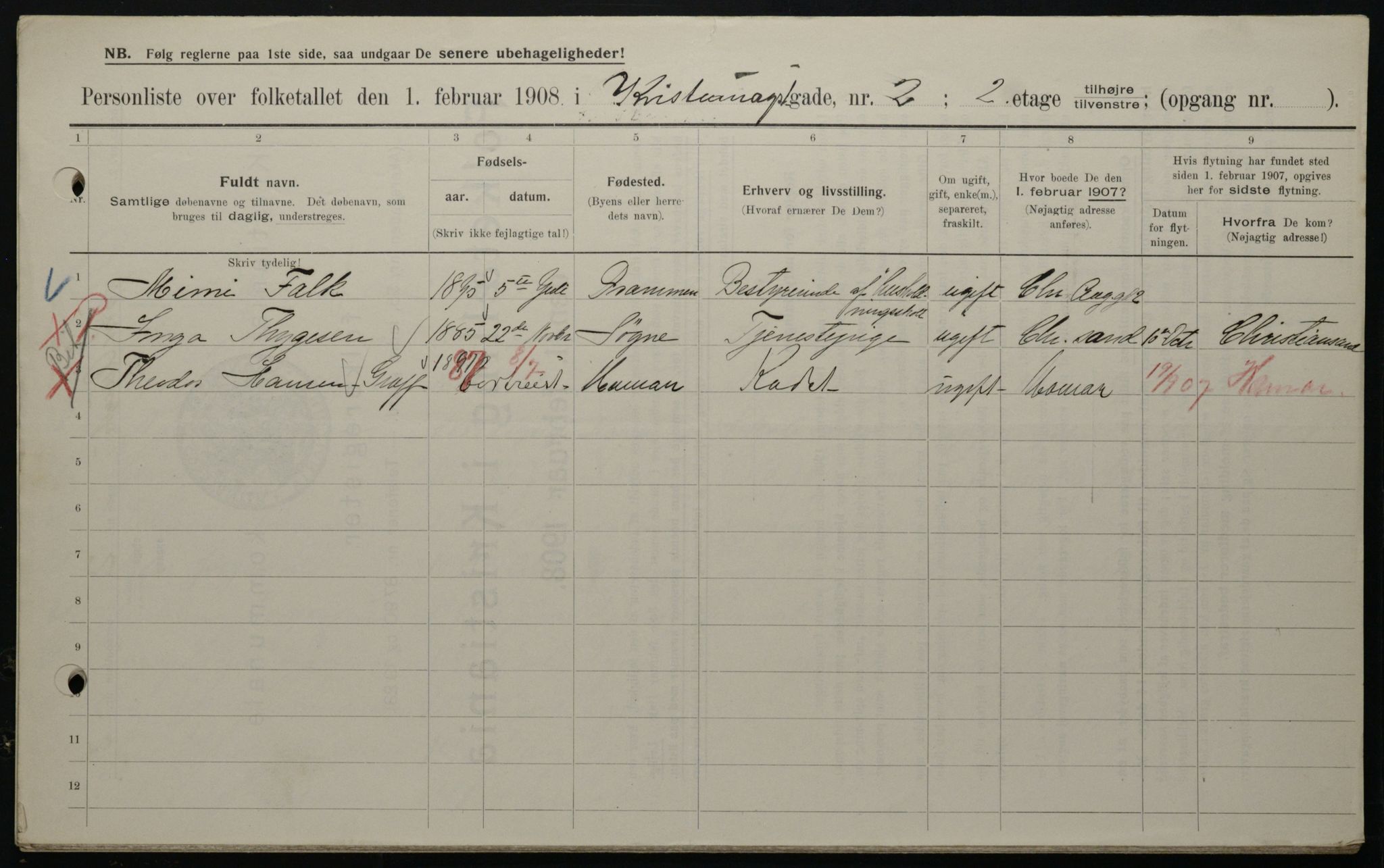 OBA, Municipal Census 1908 for Kristiania, 1908, p. 48286