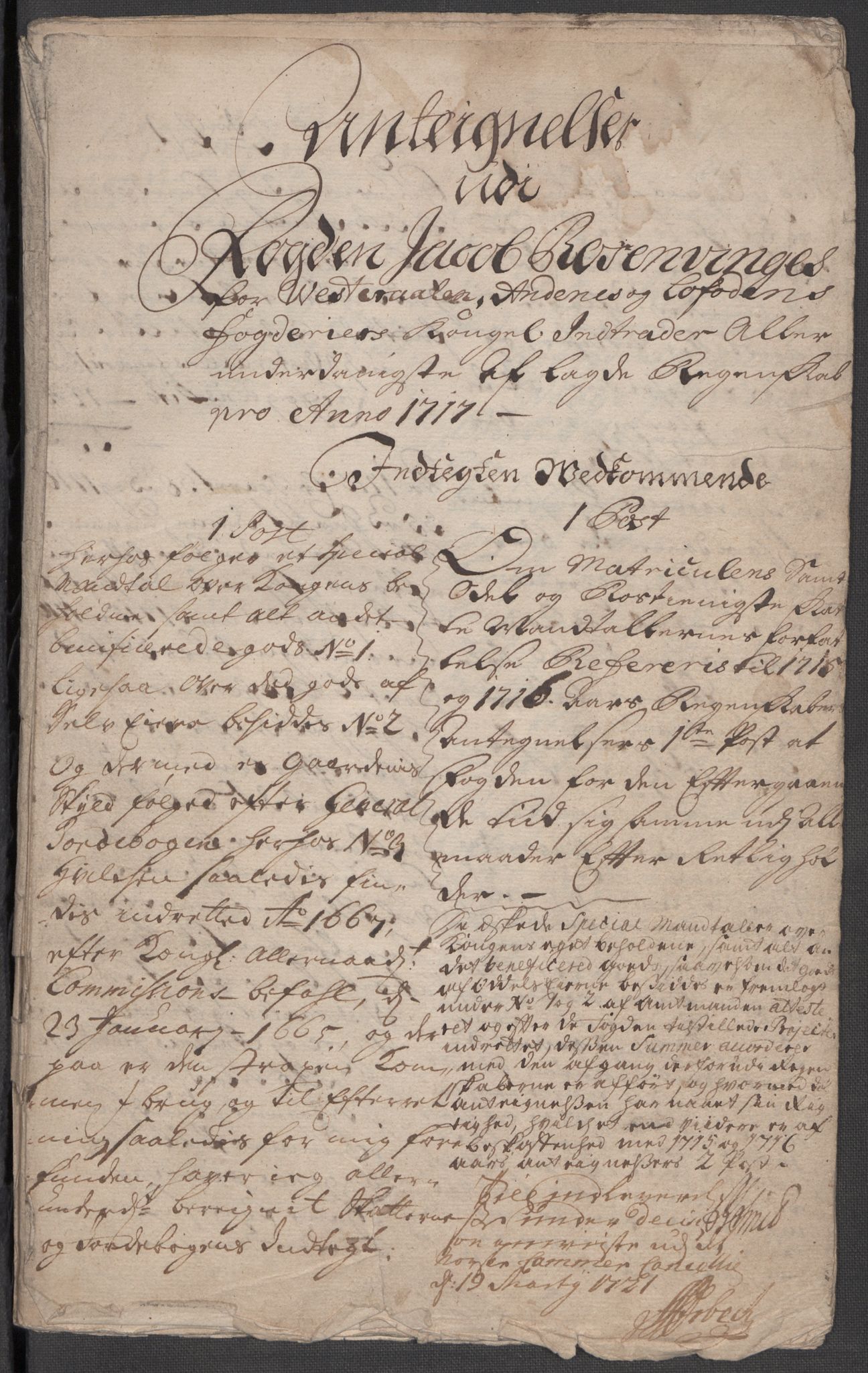 Rentekammeret inntil 1814, Reviderte regnskaper, Fogderegnskap, AV/RA-EA-4092/R67/L4683: Fogderegnskap Vesterålen, Andenes og Lofoten, 1717, p. 313