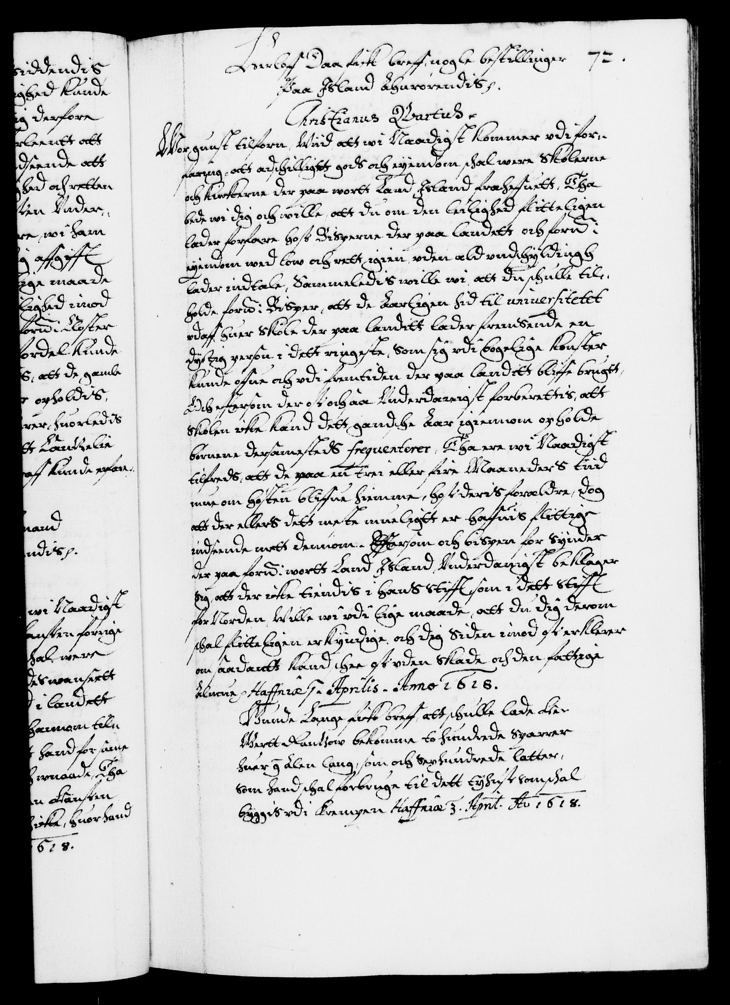 Danske Kanselli 1572-1799, AV/RA-EA-3023/F/Fc/Fca/Fcab/L0004: Norske tegnelser (mikrofilm), 1617-1627, p. 72a