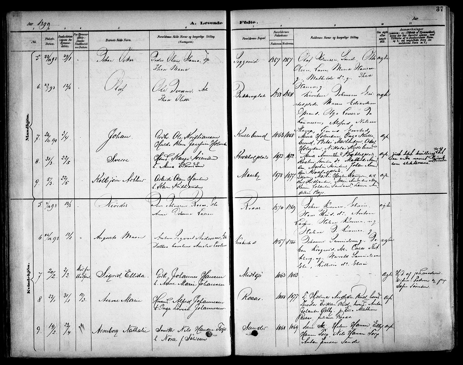 Kråkstad prestekontor Kirkebøker, AV/SAO-A-10125a/F/Fb/L0002: Parish register (official) no. II 2, 1893-1917, p. 37