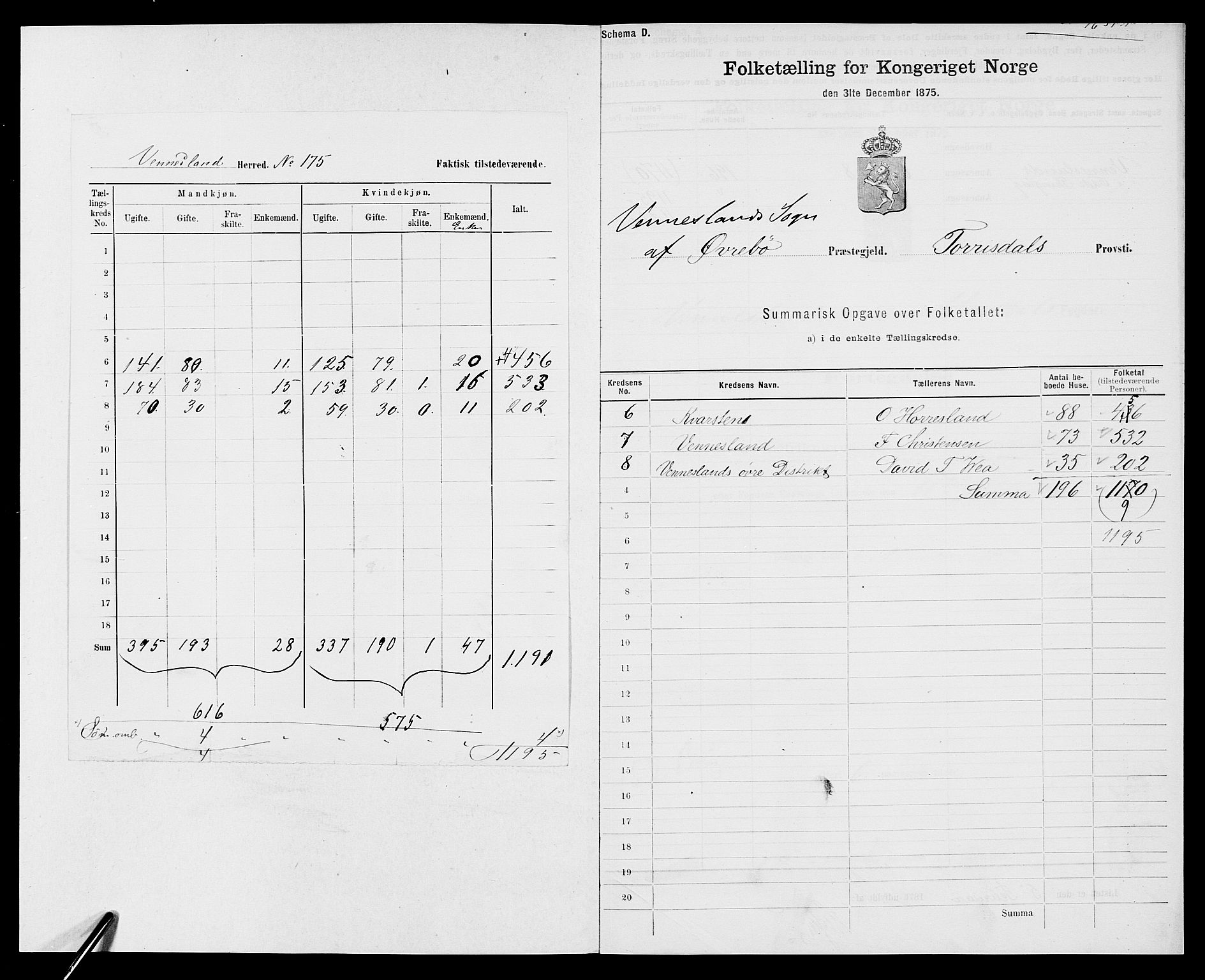 SAK, 1875 census for 1016P Øvrebø, 1875, p. 652