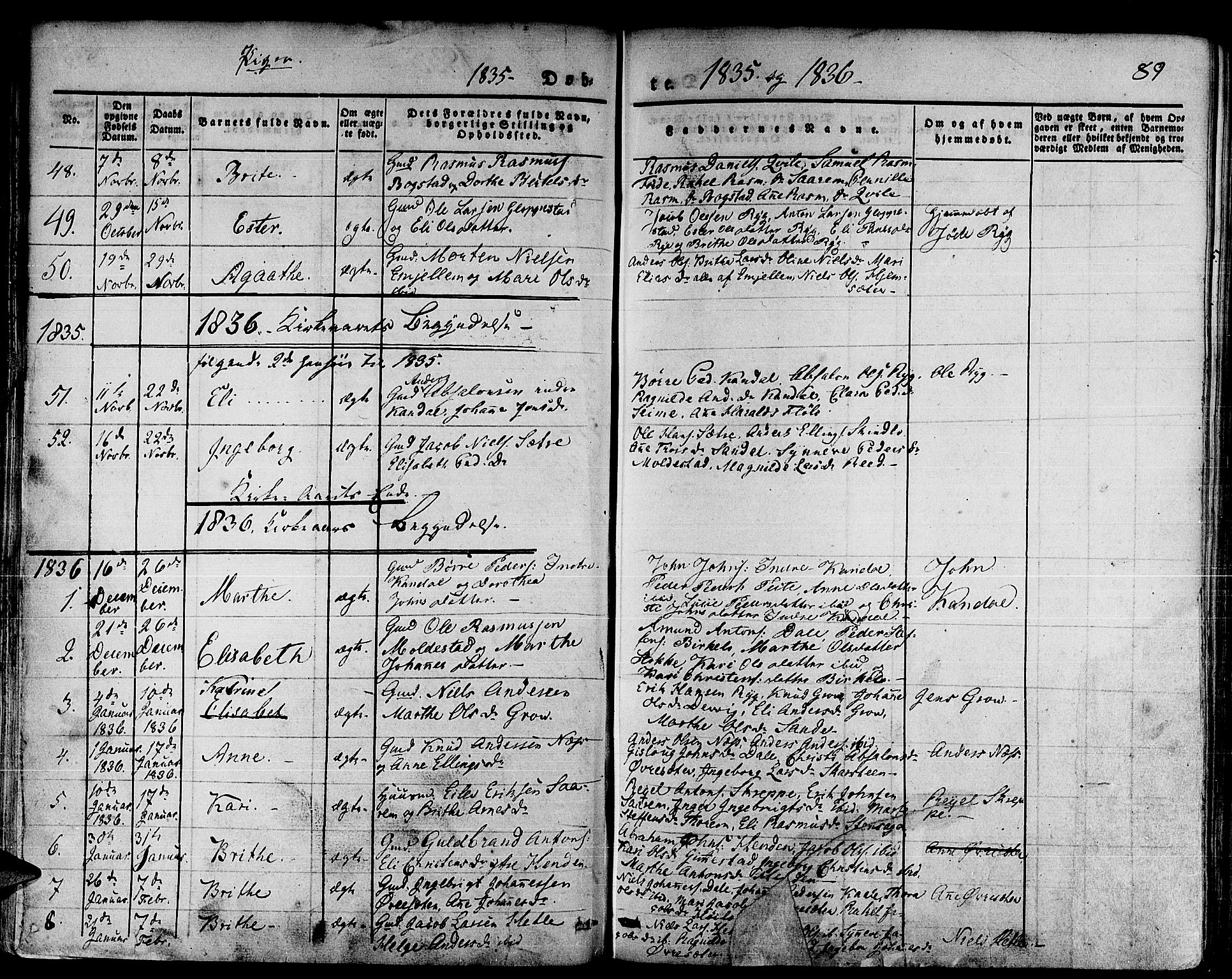 Gloppen sokneprestembete, SAB/A-80101/H/Haa/Haaa/L0007: Parish register (official) no. A 7, 1827-1837, p. 89