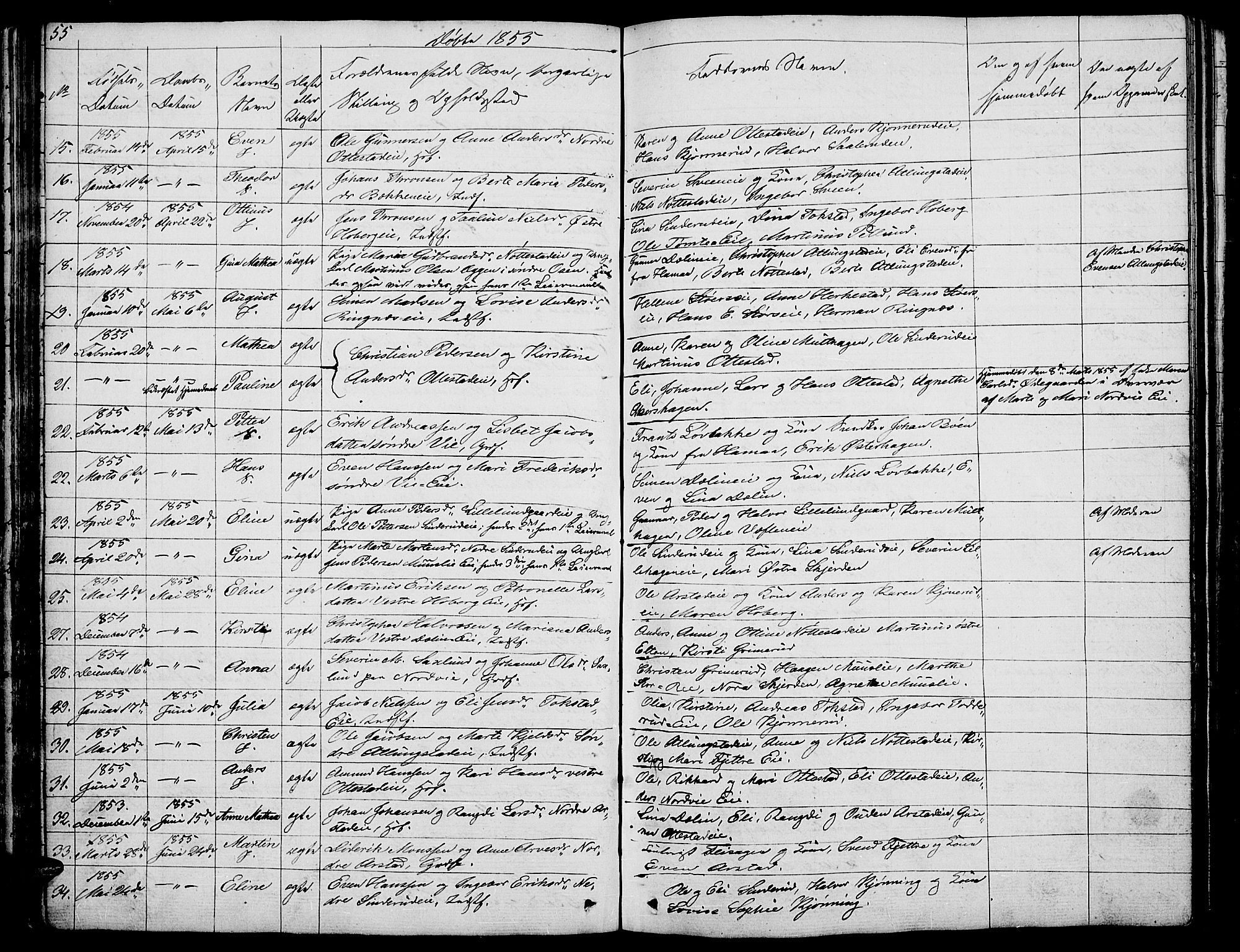 Stange prestekontor, SAH/PREST-002/L/L0002: Parish register (copy) no. 2, 1838-1879, p. 55