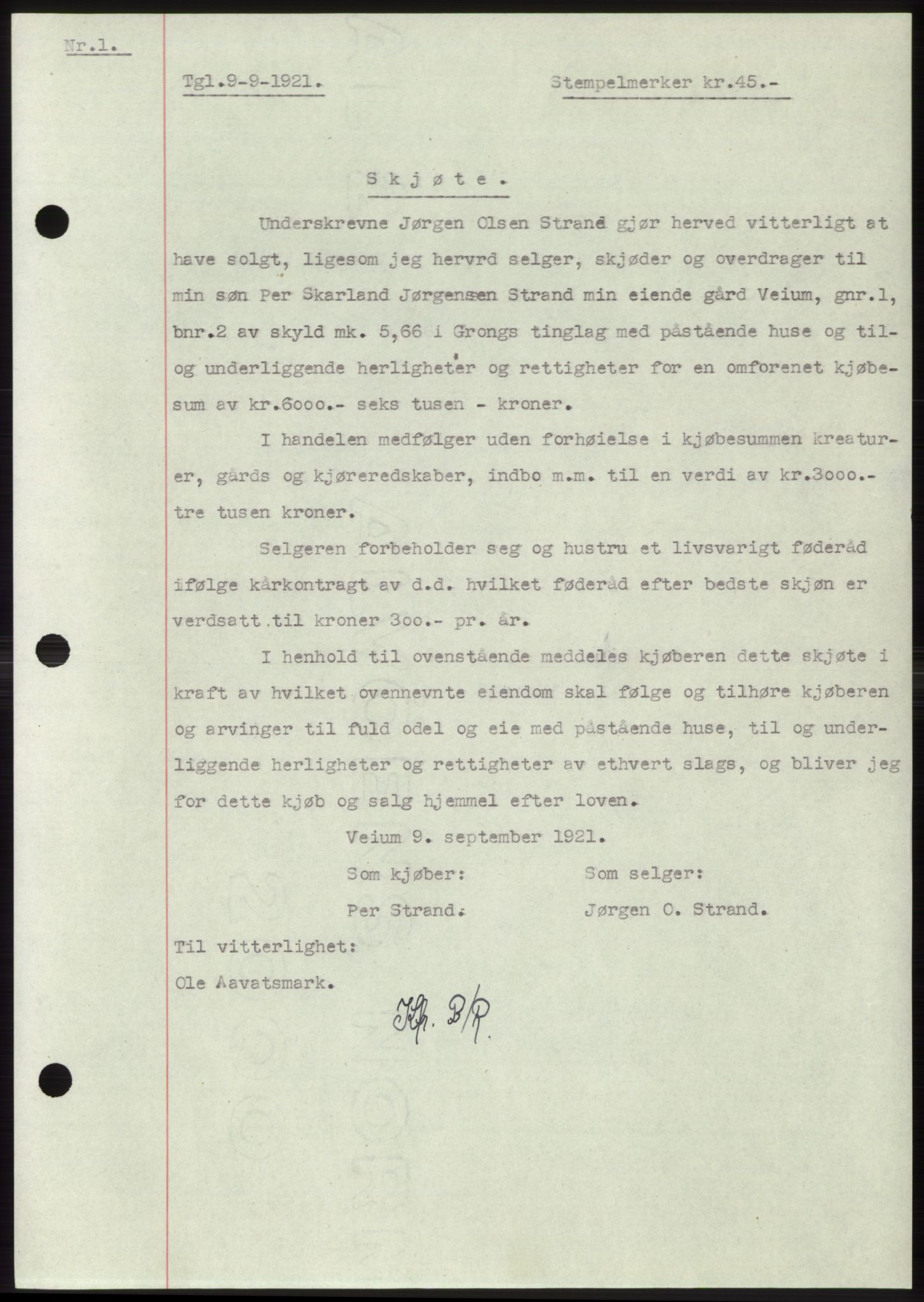 Namdal sorenskriveri, SAT/A-4133/1/2/2C: Mortgage book no. -, 1916-1921, Deed date: 09.09.1921