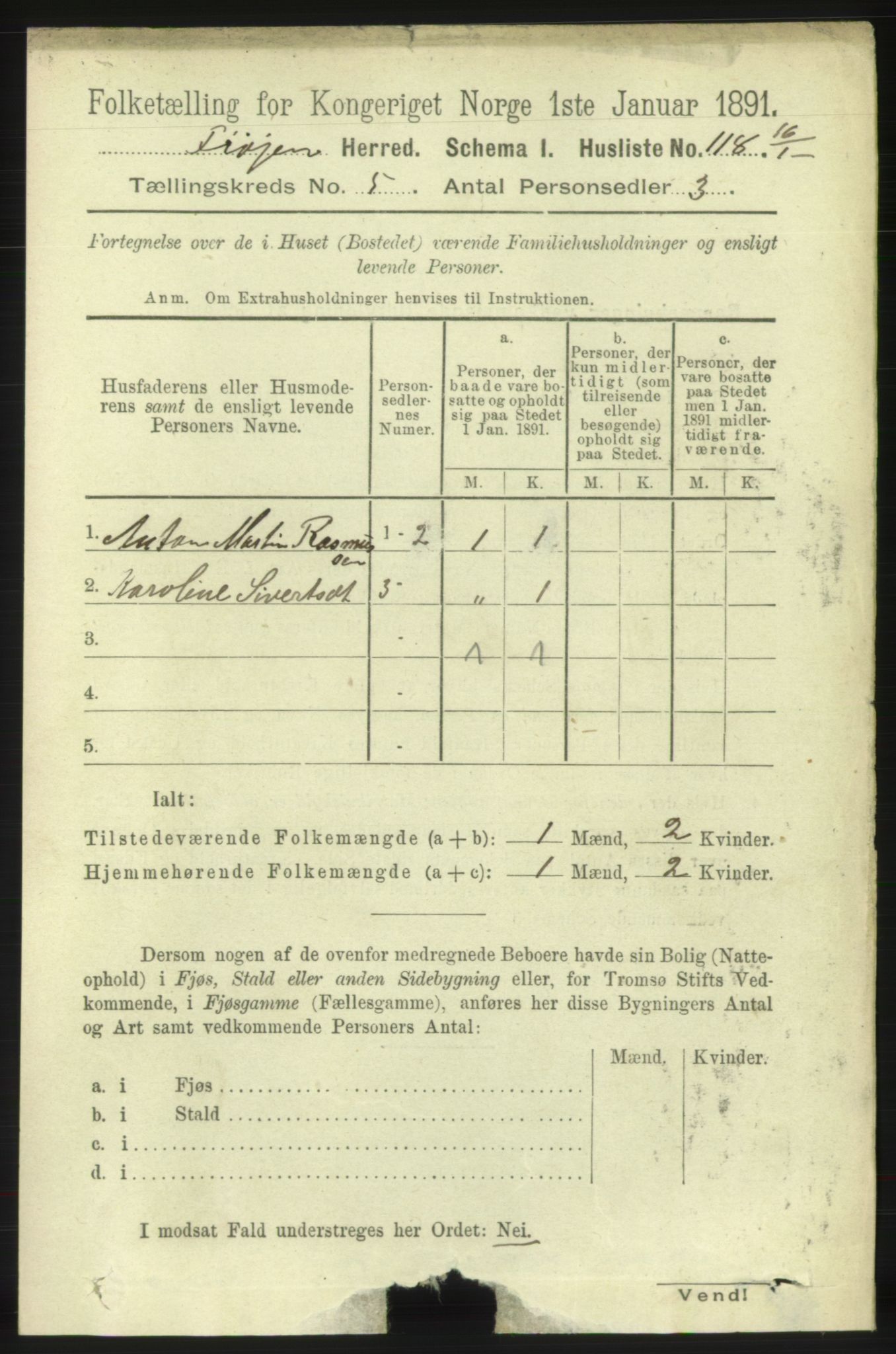 RA, 1891 census for 1619 Frøya, 1891, p. 3355