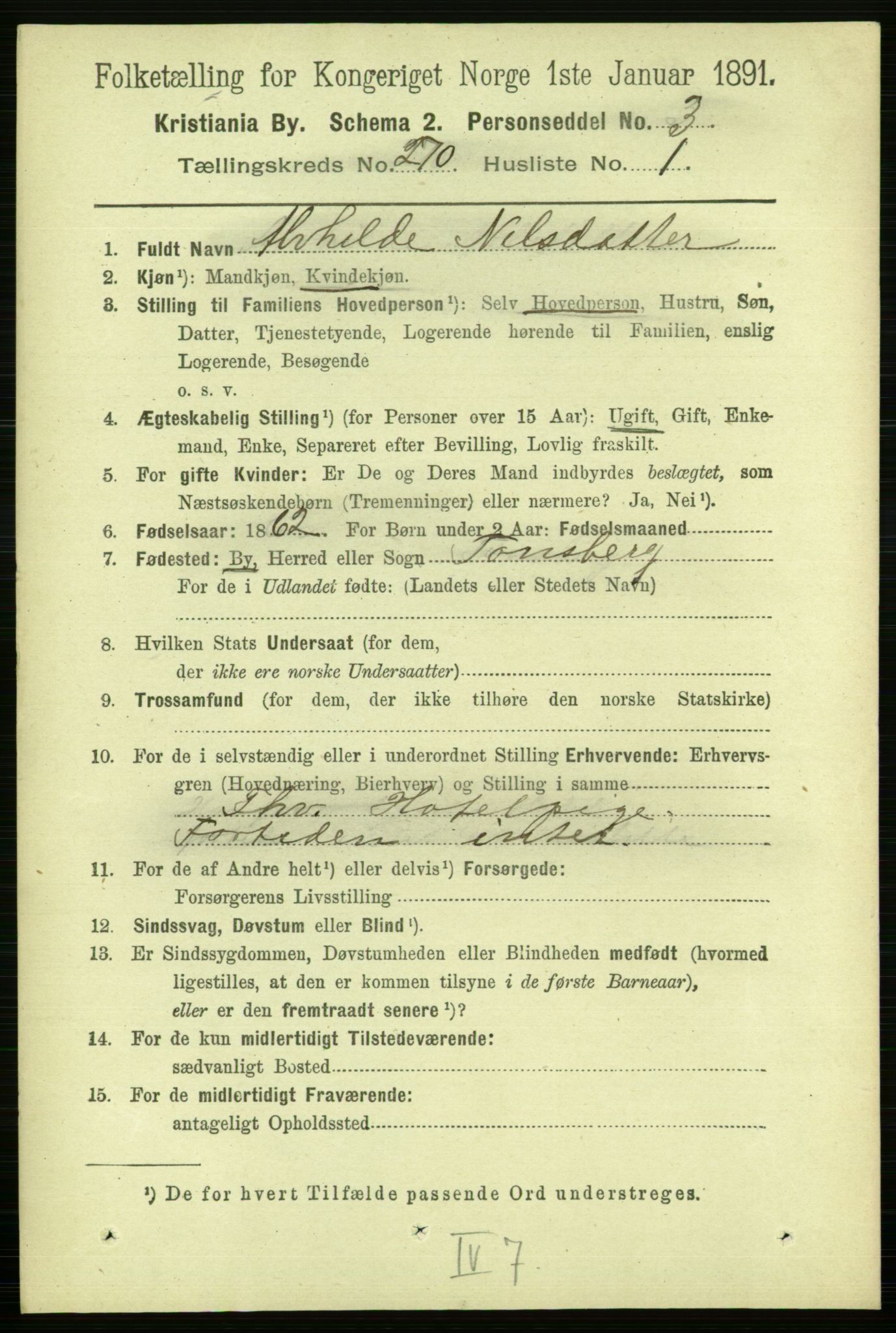 RA, 1891 census for 0301 Kristiania, 1891, p. 164076