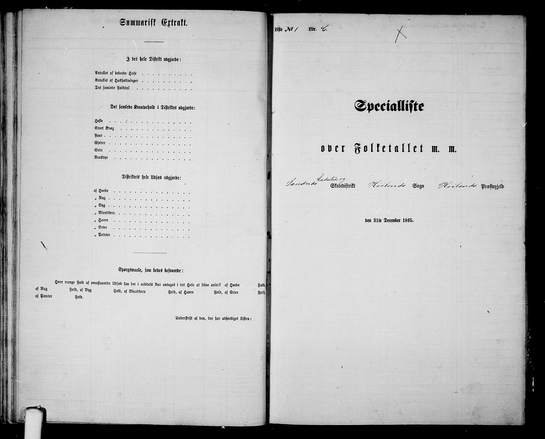 RA, 1865 census for Høyland, 1865, p. 175
