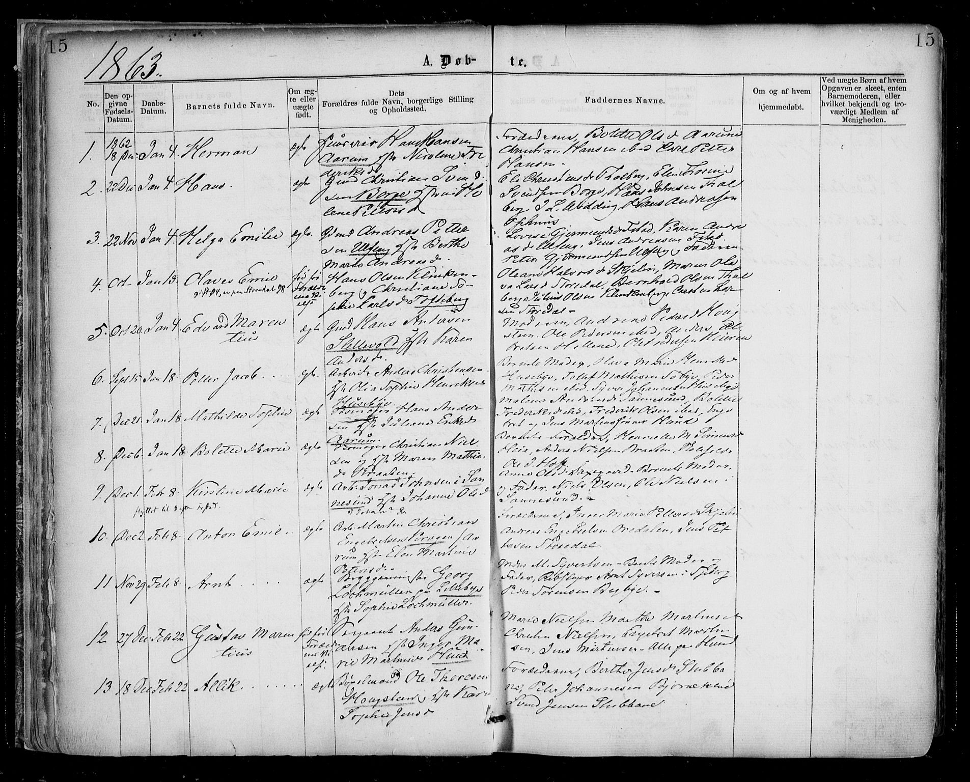 Borge prestekontor Kirkebøker, SAO/A-10903/F/Fa/L0006: Parish register (official) no. I 6, 1861-1874, p. 15