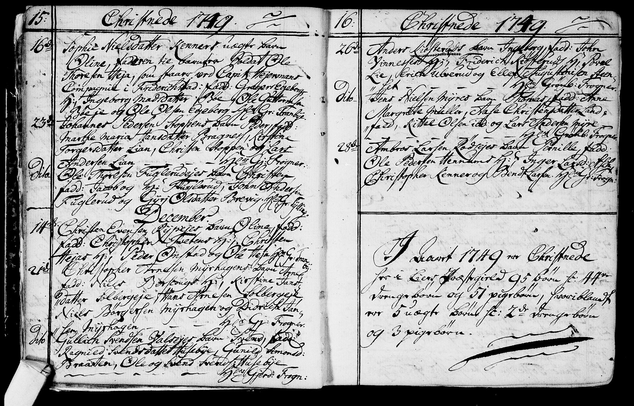 Lier kirkebøker, AV/SAKO-A-230/F/Fa/L0004: Parish register (official) no. I 4, 1749-1764, p. 15-16