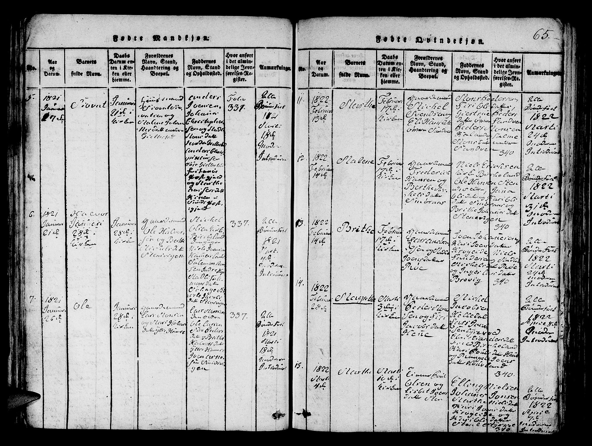 Fana Sokneprestembete, SAB/A-75101/H/Hab/Haba/L0001: Parish register (copy) no. A 1, 1816-1836, p. 65