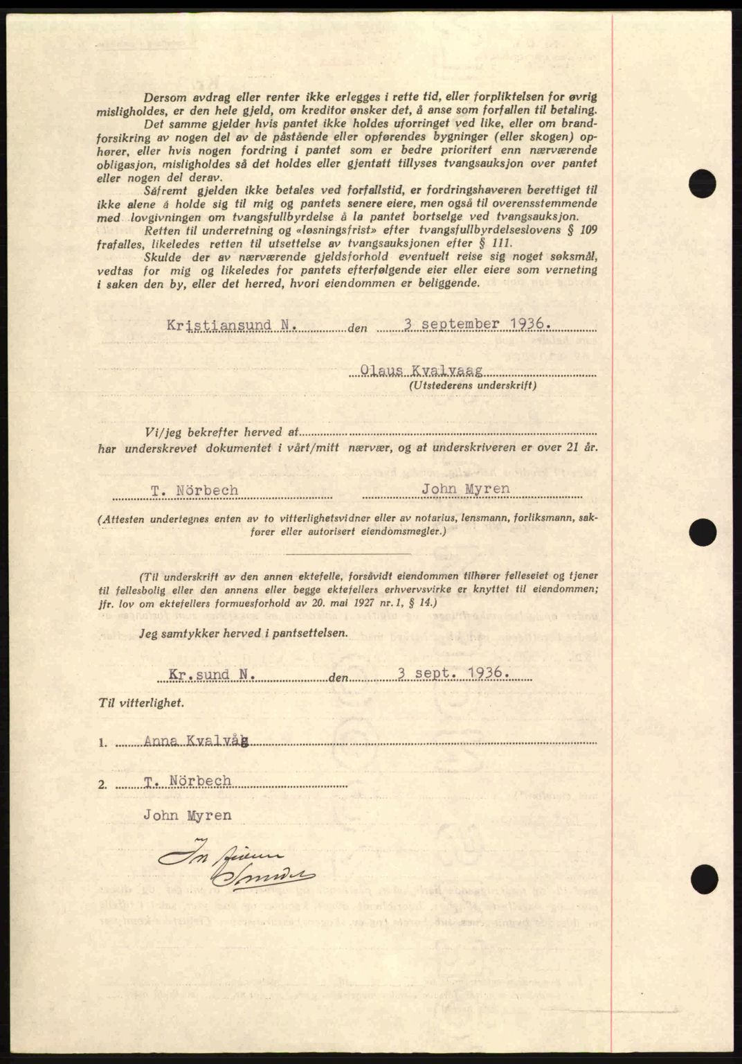 Kristiansund byfogd, AV/SAT-A-4587/A/27: Mortgage book no. 29, 1936-1937, Diary no: : 483/1936