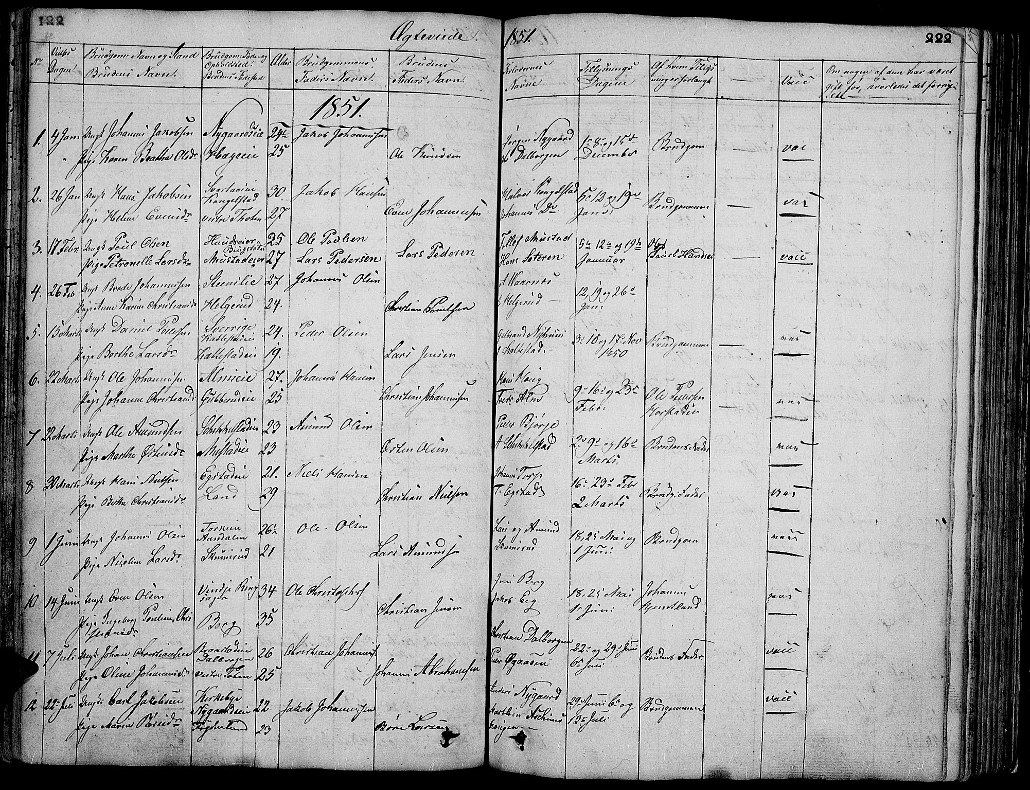 Vardal prestekontor, SAH/PREST-100/H/Ha/Hab/L0004: Parish register (copy) no. 4, 1831-1853, p. 222