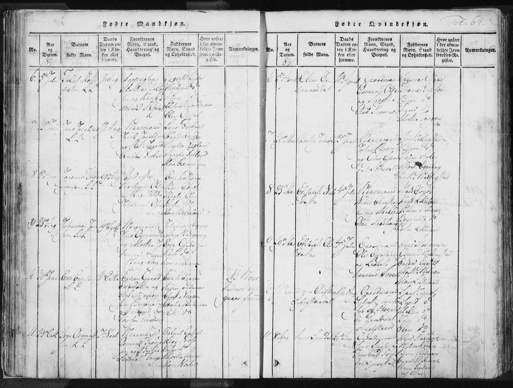 Vikedal sokneprestkontor, SAST/A-101840/01/IV: Parish register (official) no. A 3, 1817-1850, p. 64